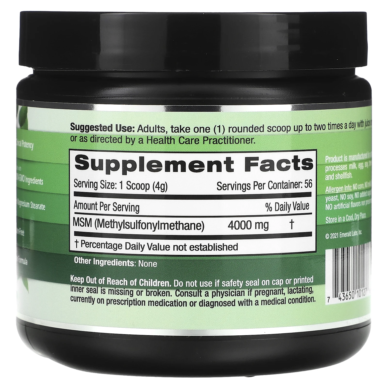 Emerald Laboratories, Веганский порошок с МСМ, 227 г (8 унций)