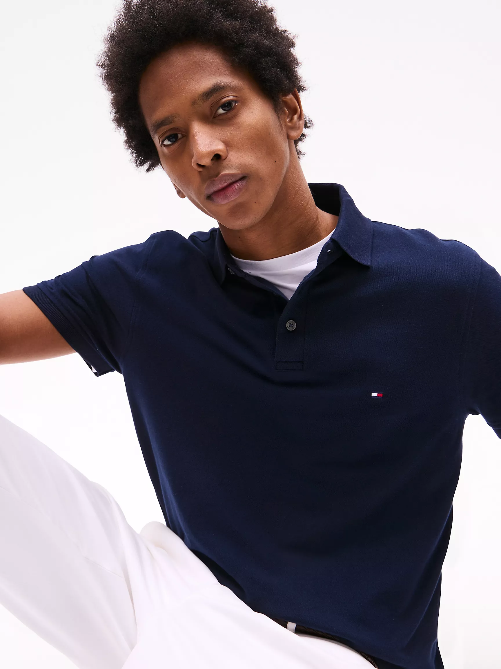 Мужское поло Tommy Hilfiger, Приталенное эластичное поло из пике