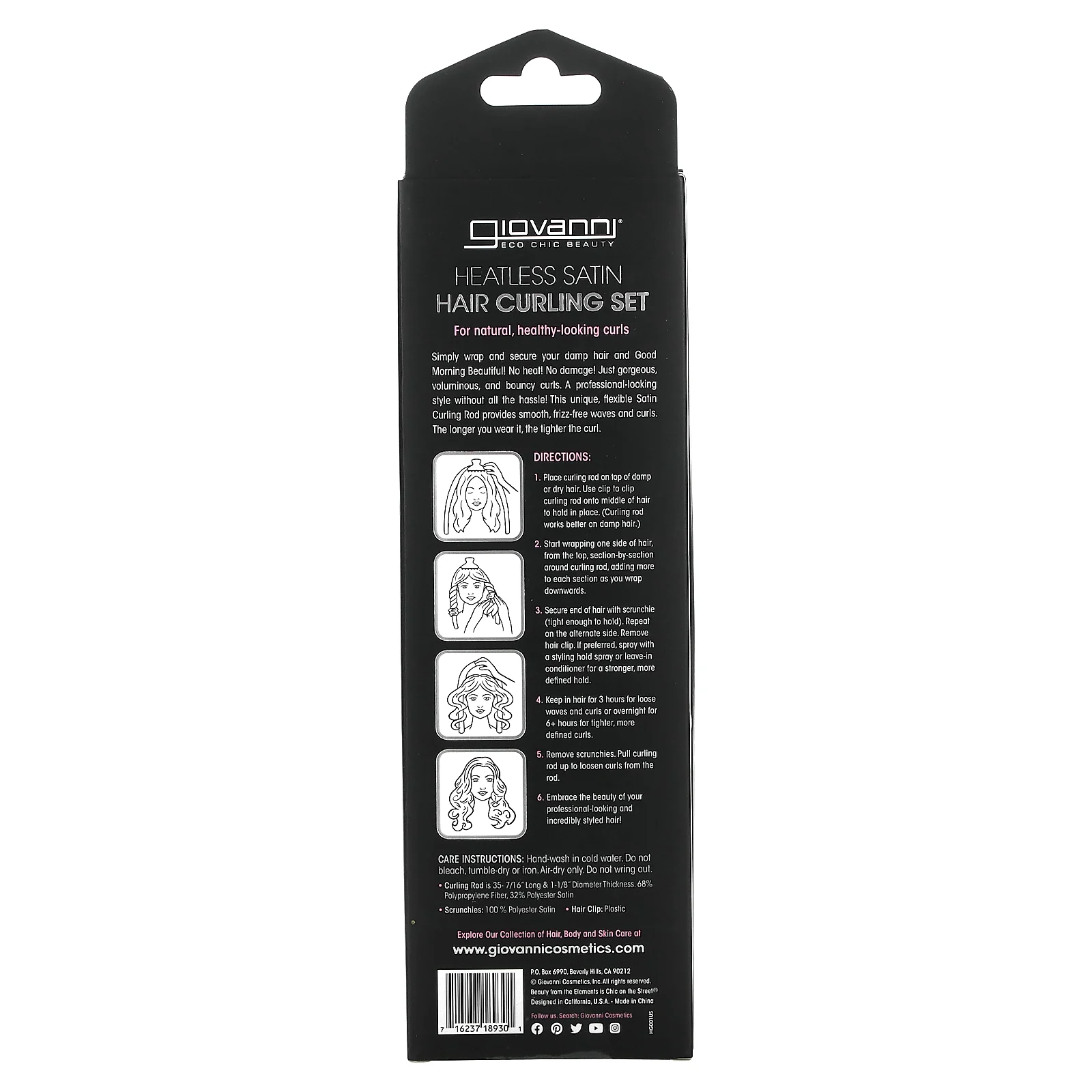 Giovanni, Heatless Satin, набор для завивки волос, румяна, 4 шт.