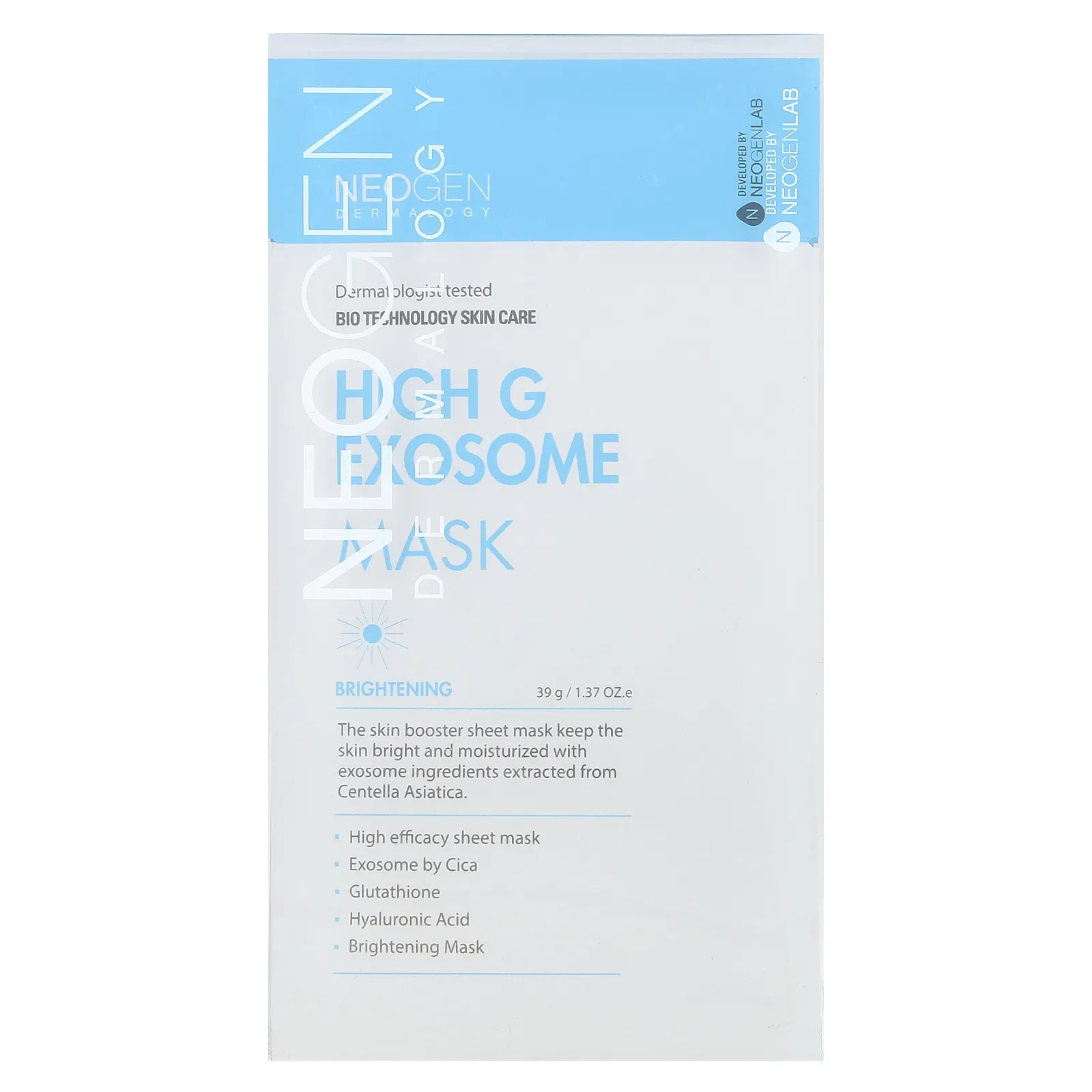 Neogen, Маска с экзосомами с высоким содержанием G, осветляющая, 5 шт. В упаковке, 39 г (1,37 унции)