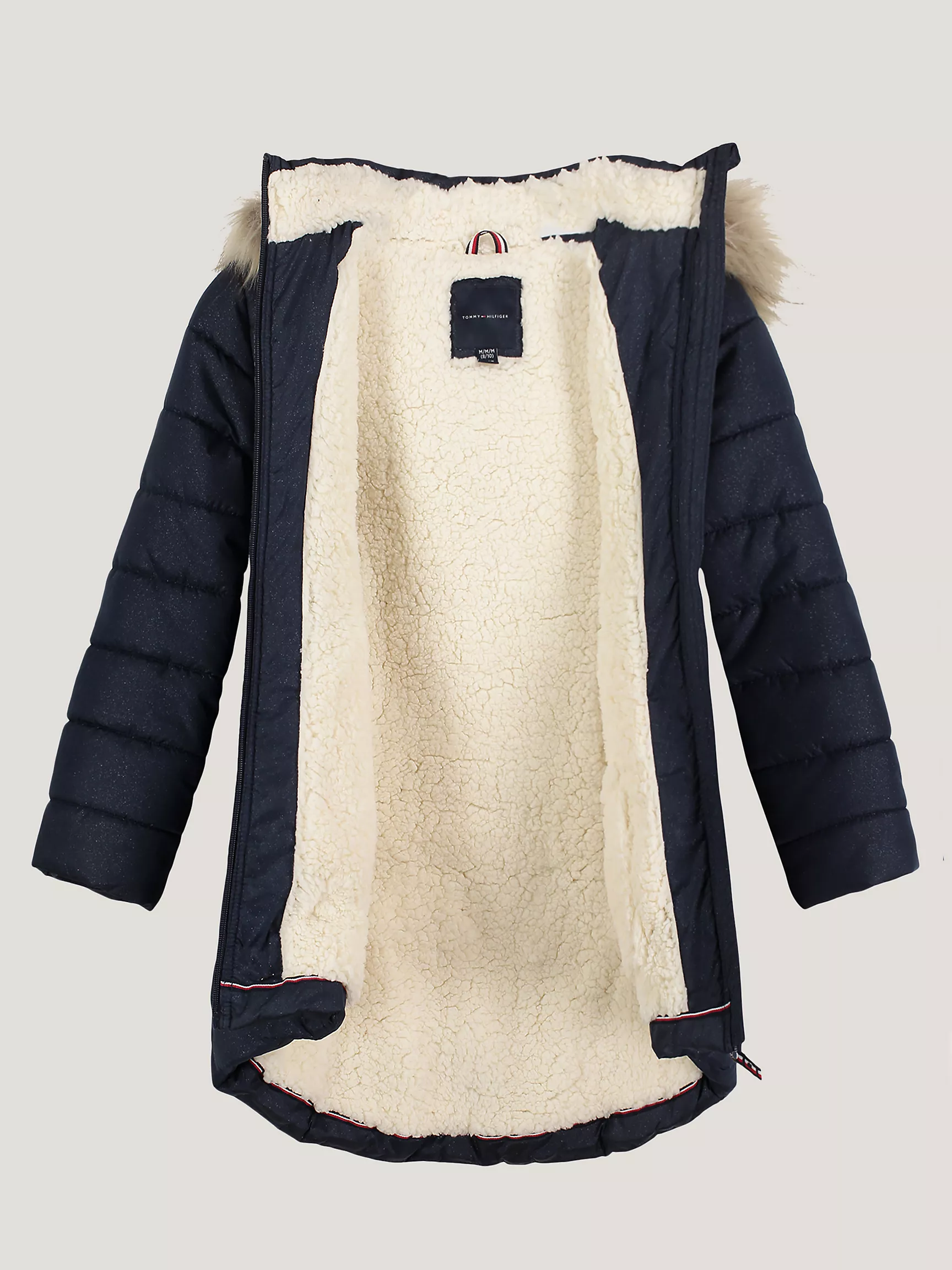 Куртка для девочки Tommy Hilfiger, Детский длинный пуховик с капюшоном и логотипной лентой