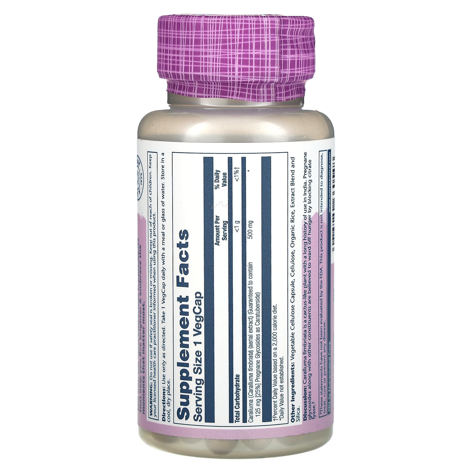 Solaray, Экстракт караллумы надземной, 500 мг, 30 вегетарианских капсул