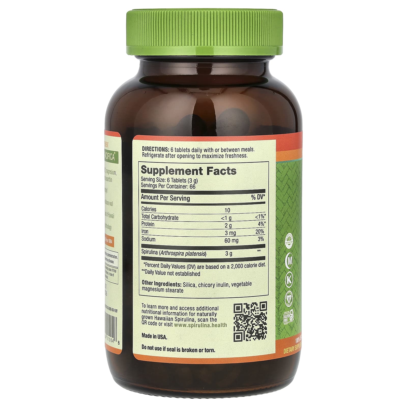 Nutrex Hawaii, Pure Hawaiian Spirulina, спирулина, 3 г, 400 таблеток (50 мг в 1 таблетке)