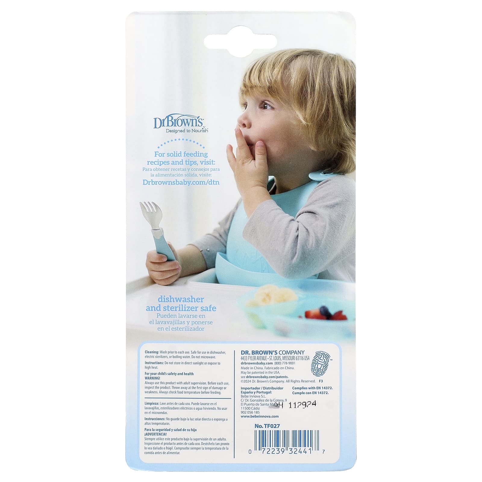 Dr. Brown's, Набор ложек и вилок с мягкой ручкой, для детей старше 12 месяцев, бирюзовый, набор из 2 предметов