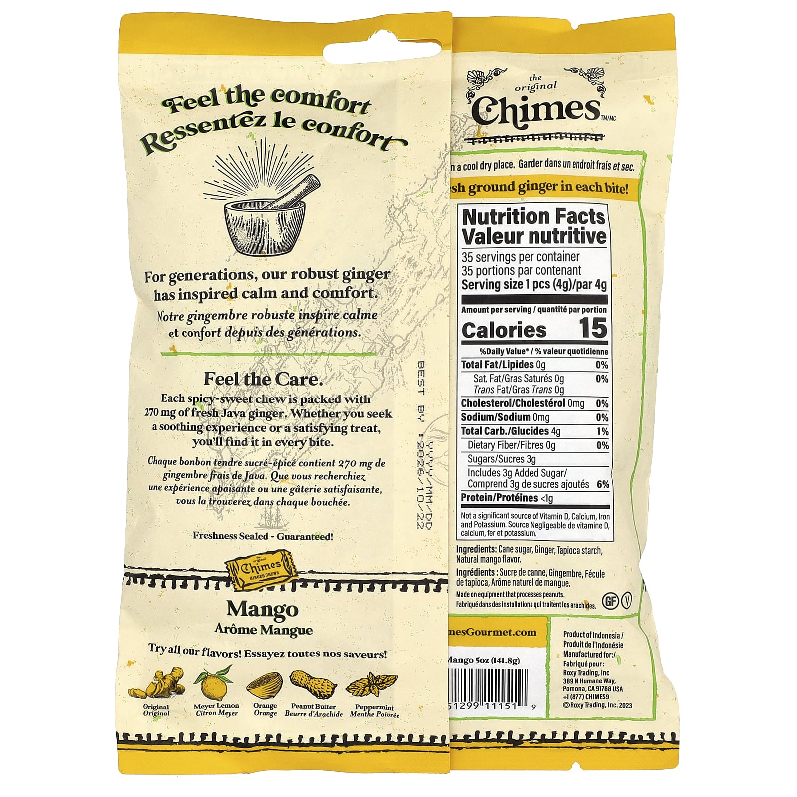 Chimes, жевательные таблетки с имбирем, со вкусом манго, 141,8 г (5 унций)