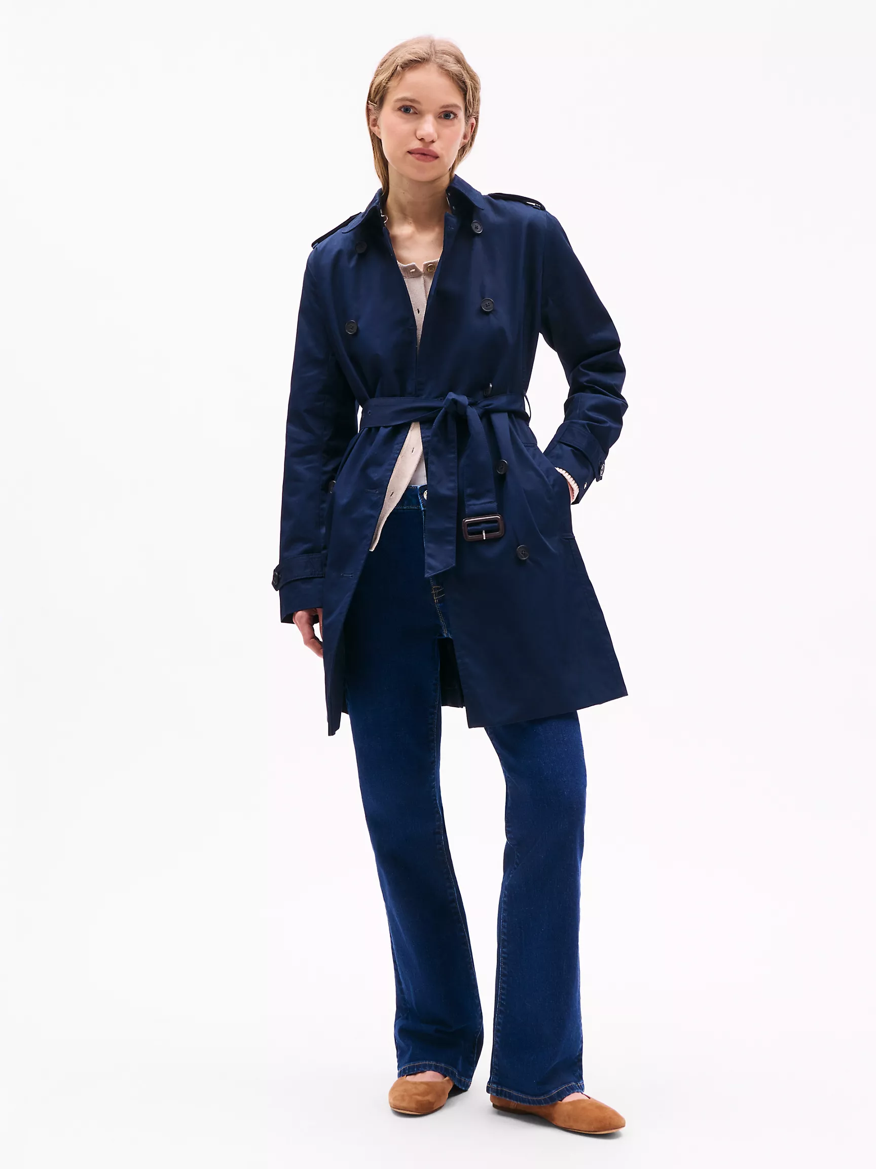 Женское пальто Tommy Hilfiger, Двубортный тренч с поясом