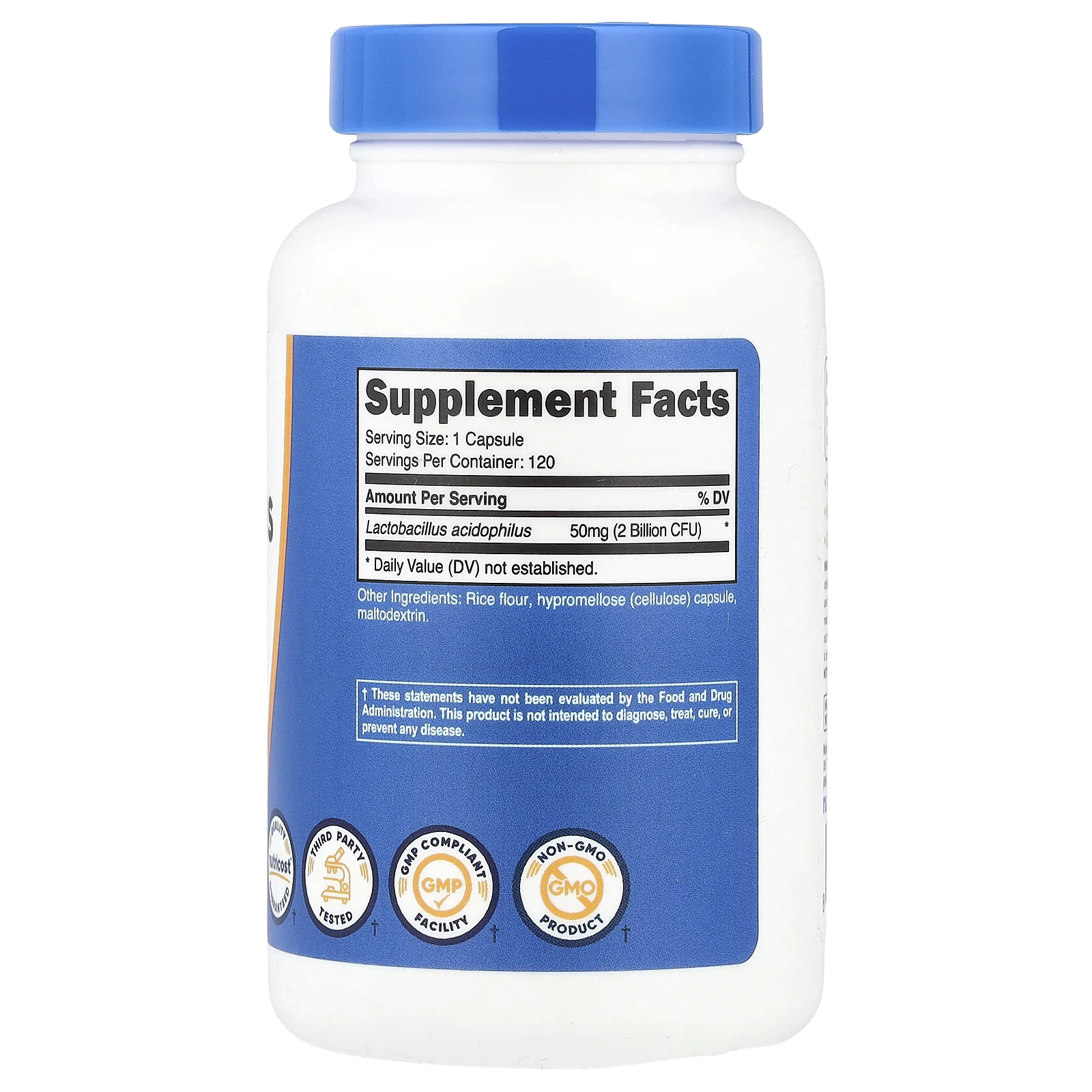 Nutricost, Лактобактерии ацидофильные, 2 млрд КОЕ, 120 капсул