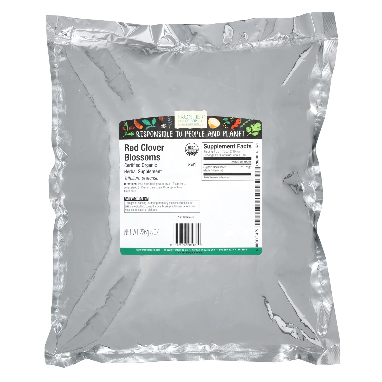Frontier Co-op, Органические цветки красного клевера, 226 г (8 унций)