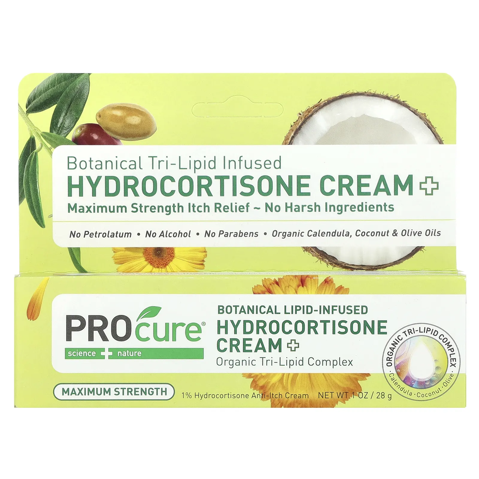 Procure, Крем с три липидами растительного происхождения с гидрокортизоном, максимальная эффективность, 28 г (1 унция)