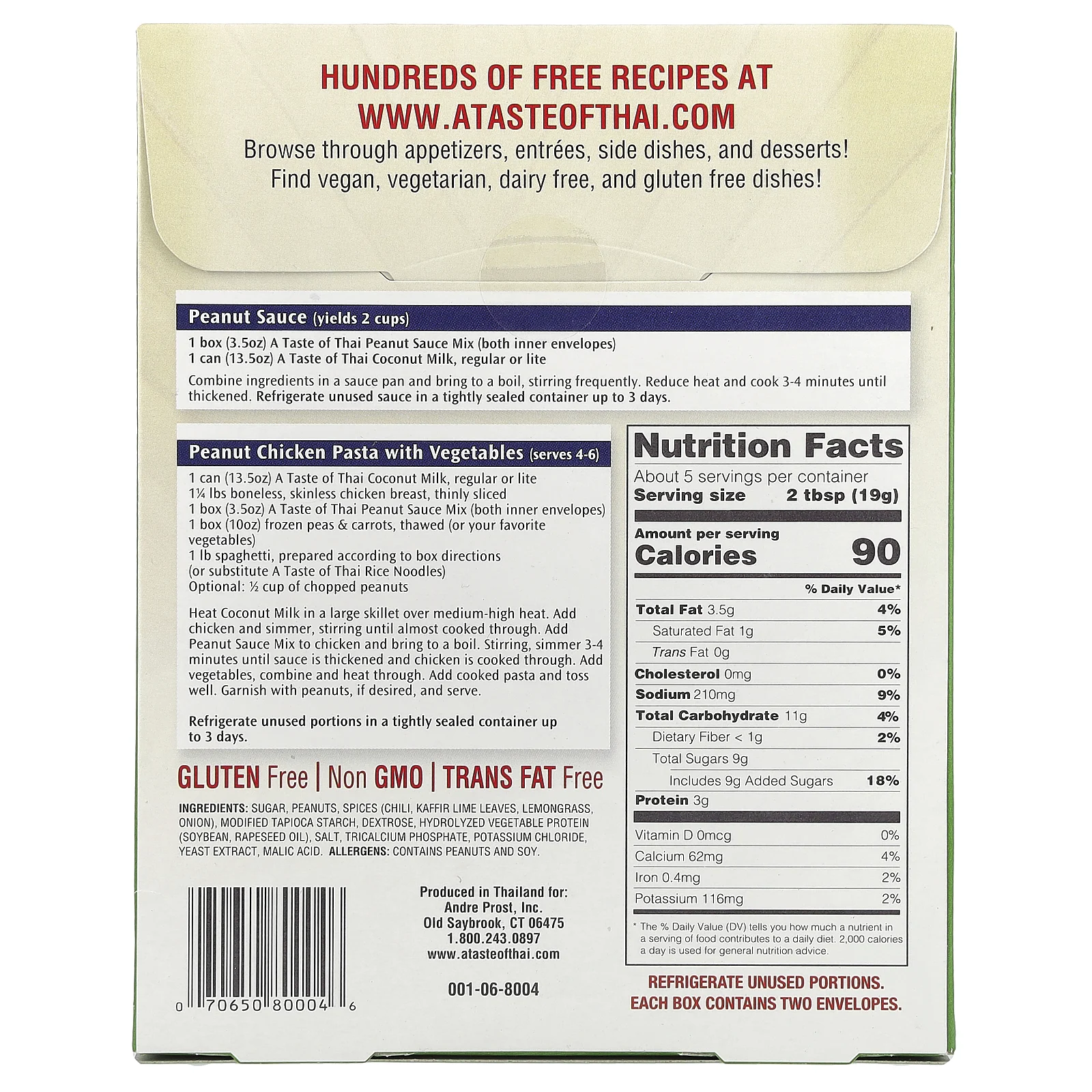 A Taste Of Thai, Смесь арахисового соуса, 100 г (3,5 унции)