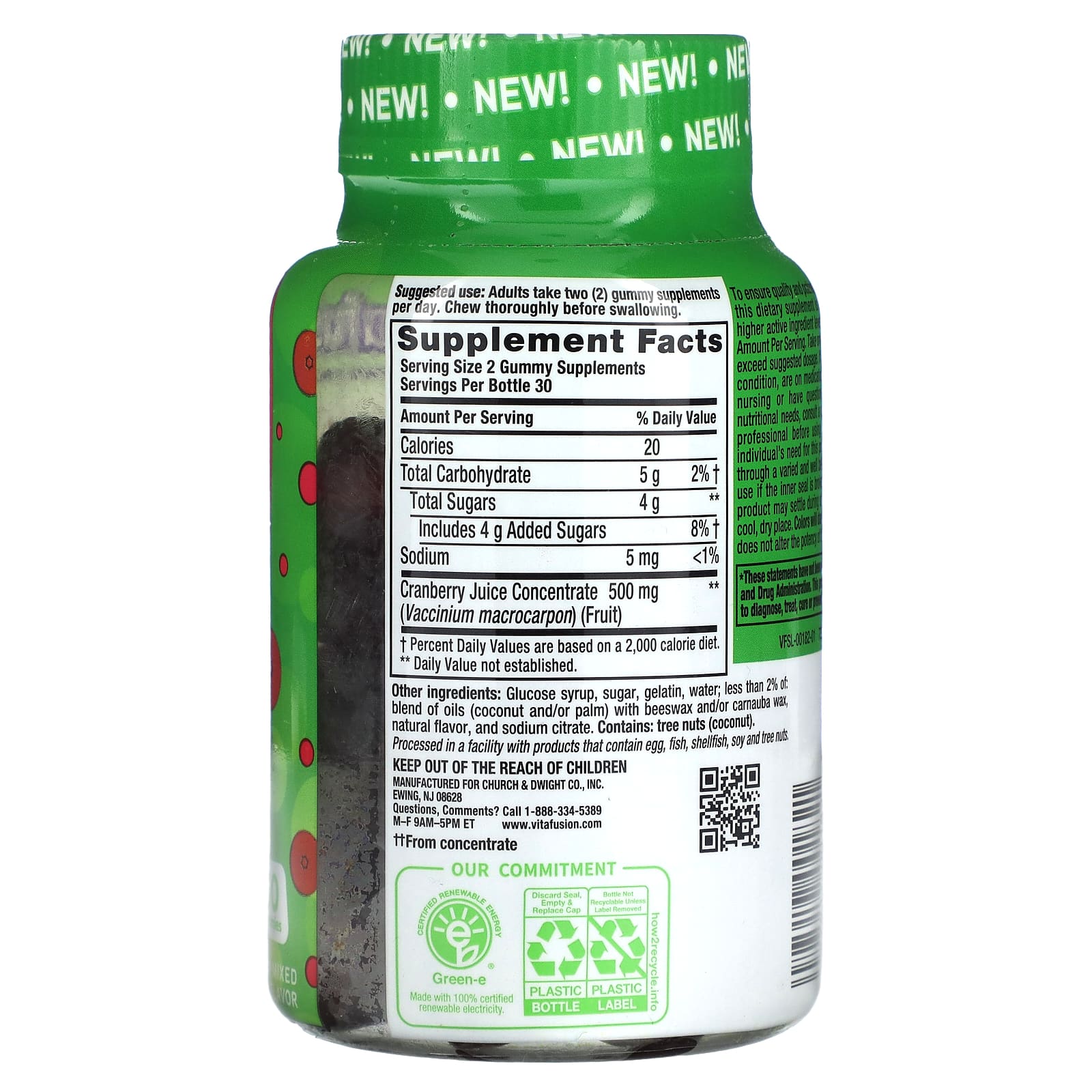 VitaFusion, клюква, клюква и ягодная смесь, 500 мг, 60 жевательных мармеладок (250 мг в 1 жевательной таблетке)