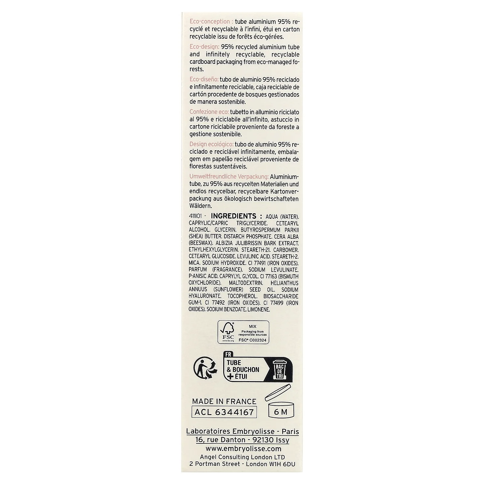 Embryolisse, крем для сияния лица, сияющая роза, 30 мл (1,01 жидк. унции)