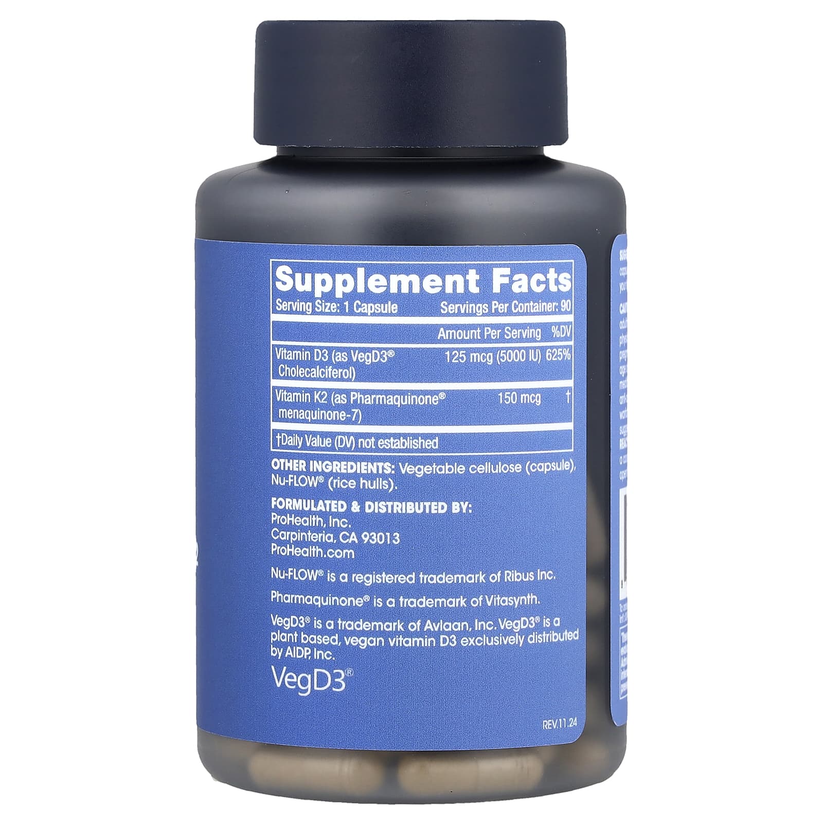 ProHealth Longevity, витамины D3 и K2, 90 капсул