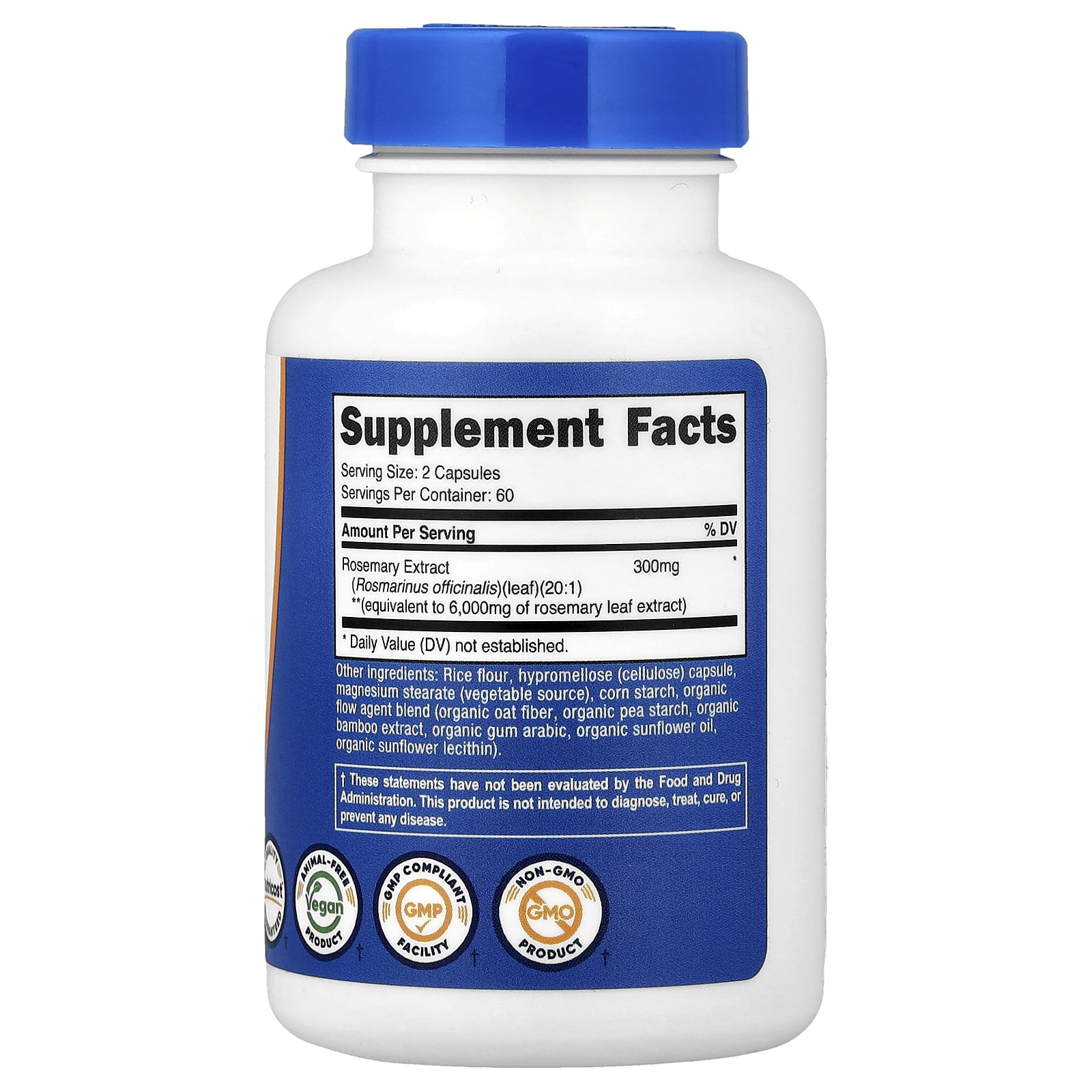 Nutricost, розмарин, 120 капсул (150 мг в 1 капсуле)