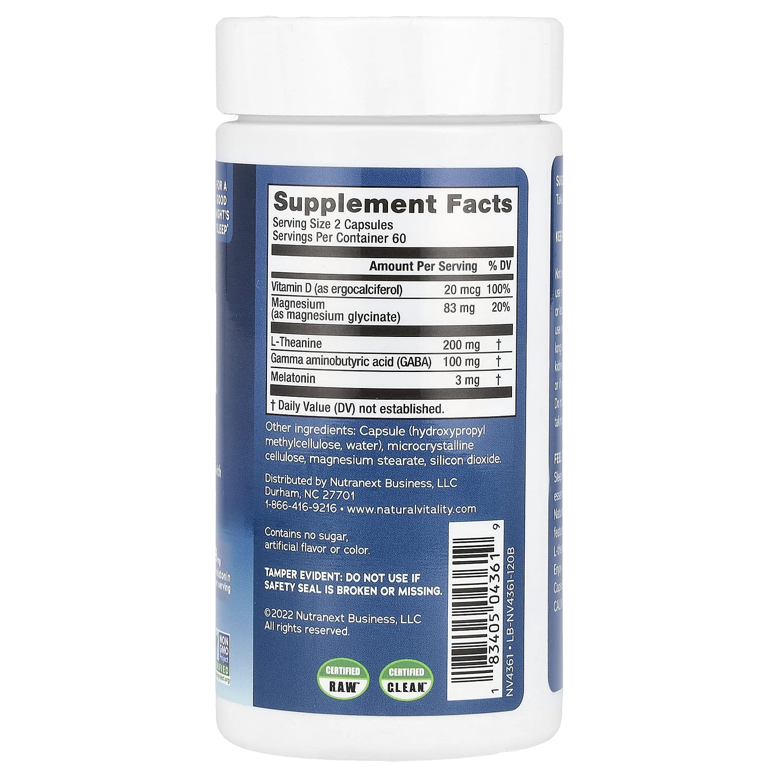 Natural Vitality, Calm, капсулы для сна с эфирным маслом бергамота, 120 капсул