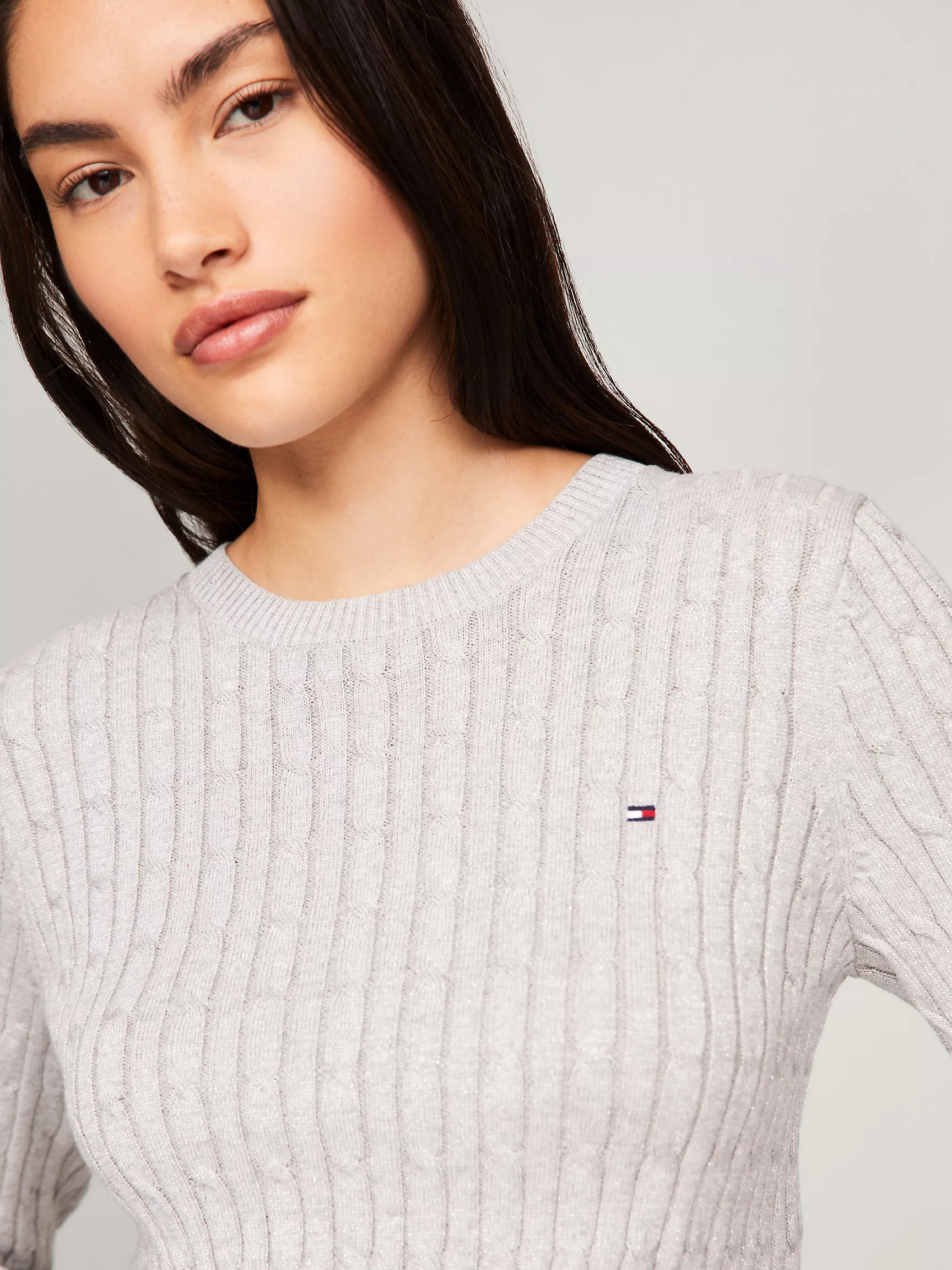 Женский свитер Tommy Hilfiger, Свитер с длинным рукавом, узором "косы" и мерцающим эффектом