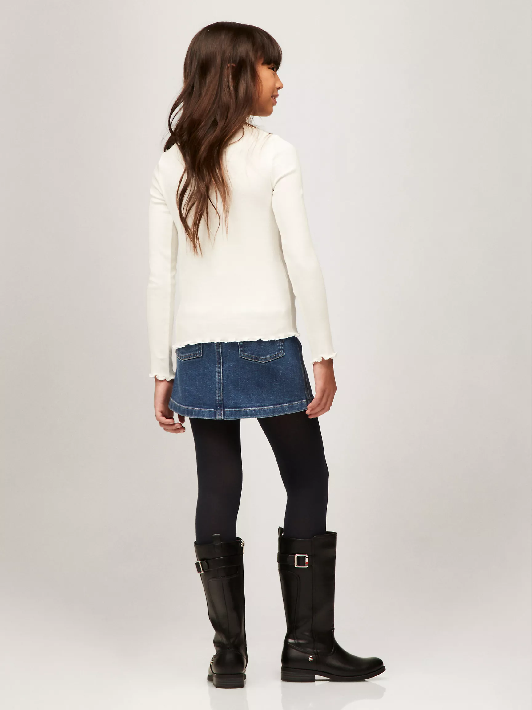 Топ для девочек Tommy Hilfiger, Детская футболка с длинным рукавом в рубчик