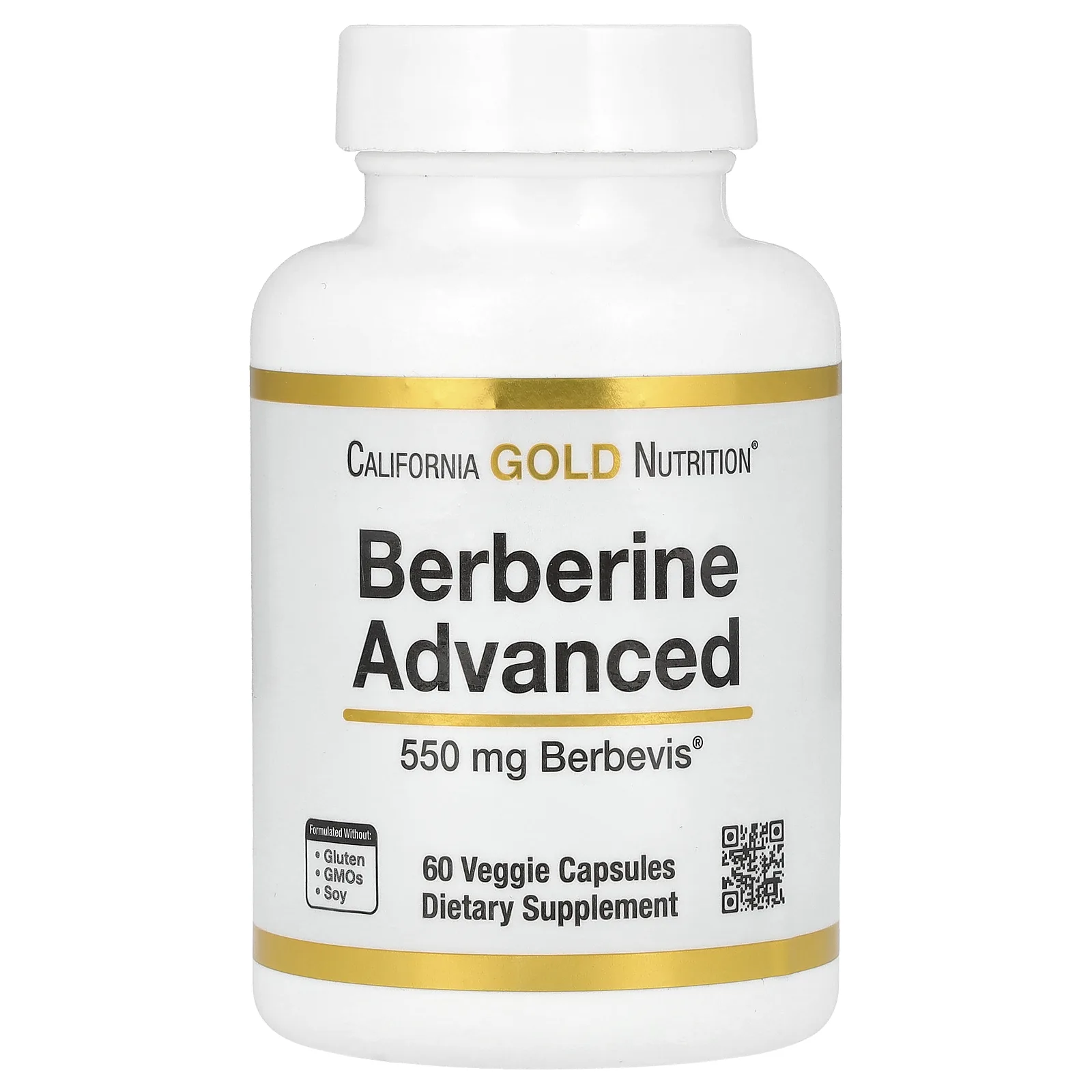 California Gold Nutrition, Berberine Advanced, берберин с фитосомами Berbevis, 550 мг, 60 растительных капсул