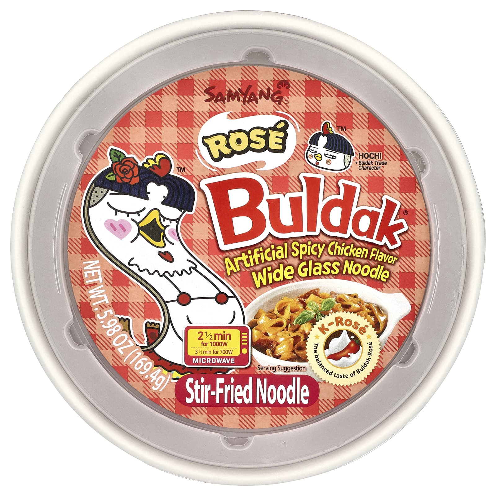 Buldak, Buldak®, жареная лапша, пряная курица, роза, 169,4 г (5,98 унции)