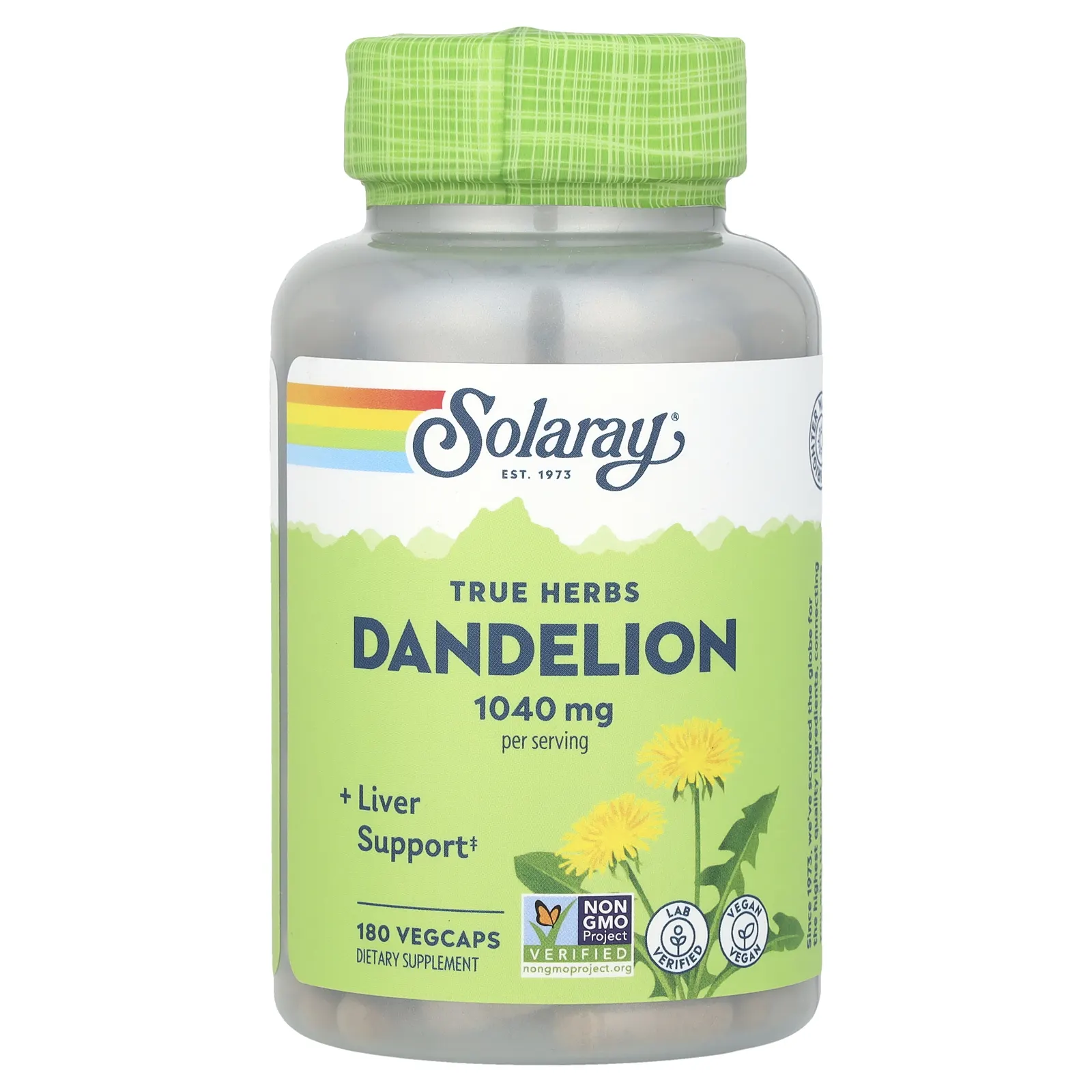 Solaray, одуванчик, 1040 мг, 180 вегетарианских капсул (520 мг в 1 капсуле)
