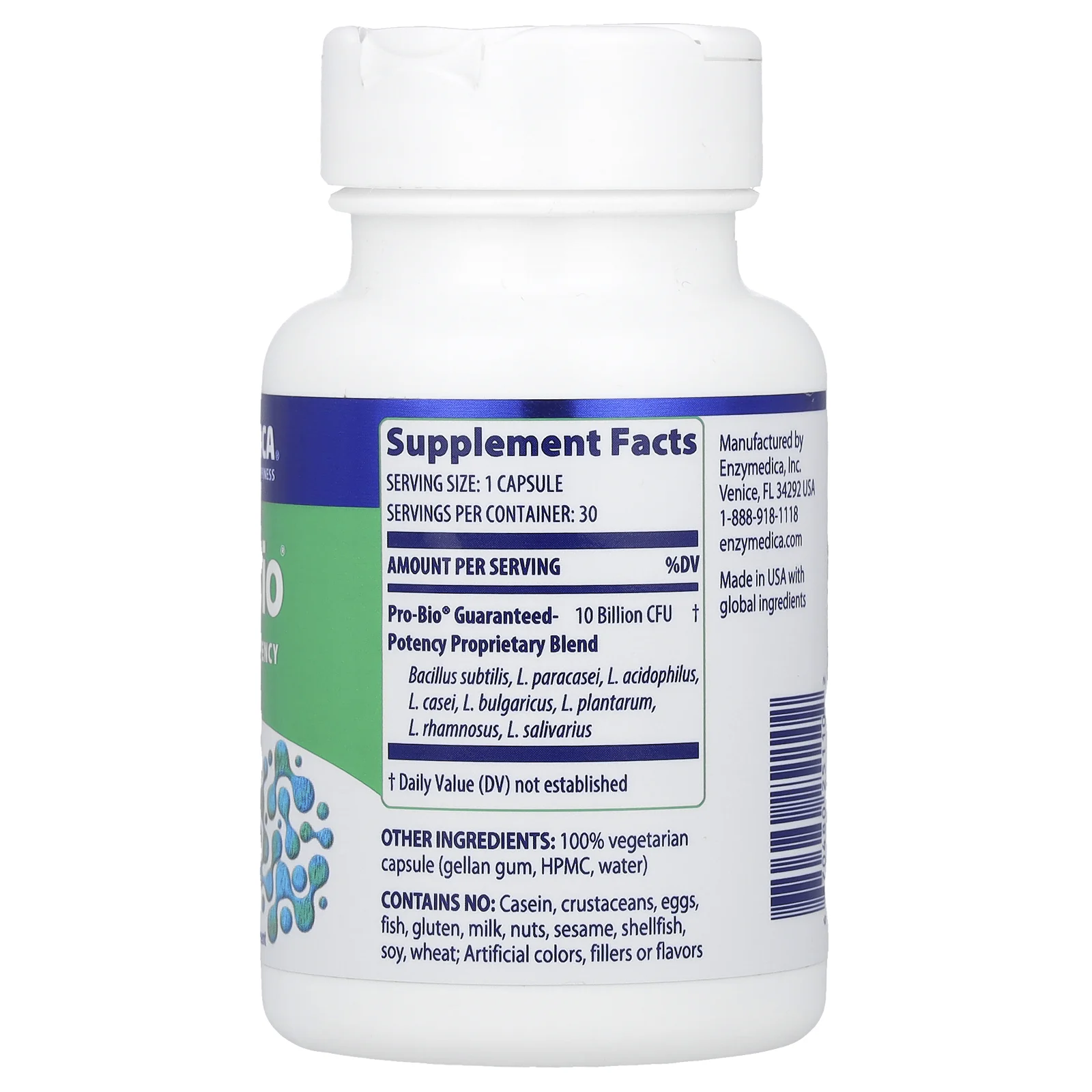 Enzymedica, Pro-Bio, 10 млрд КОЕ, 30 капсул