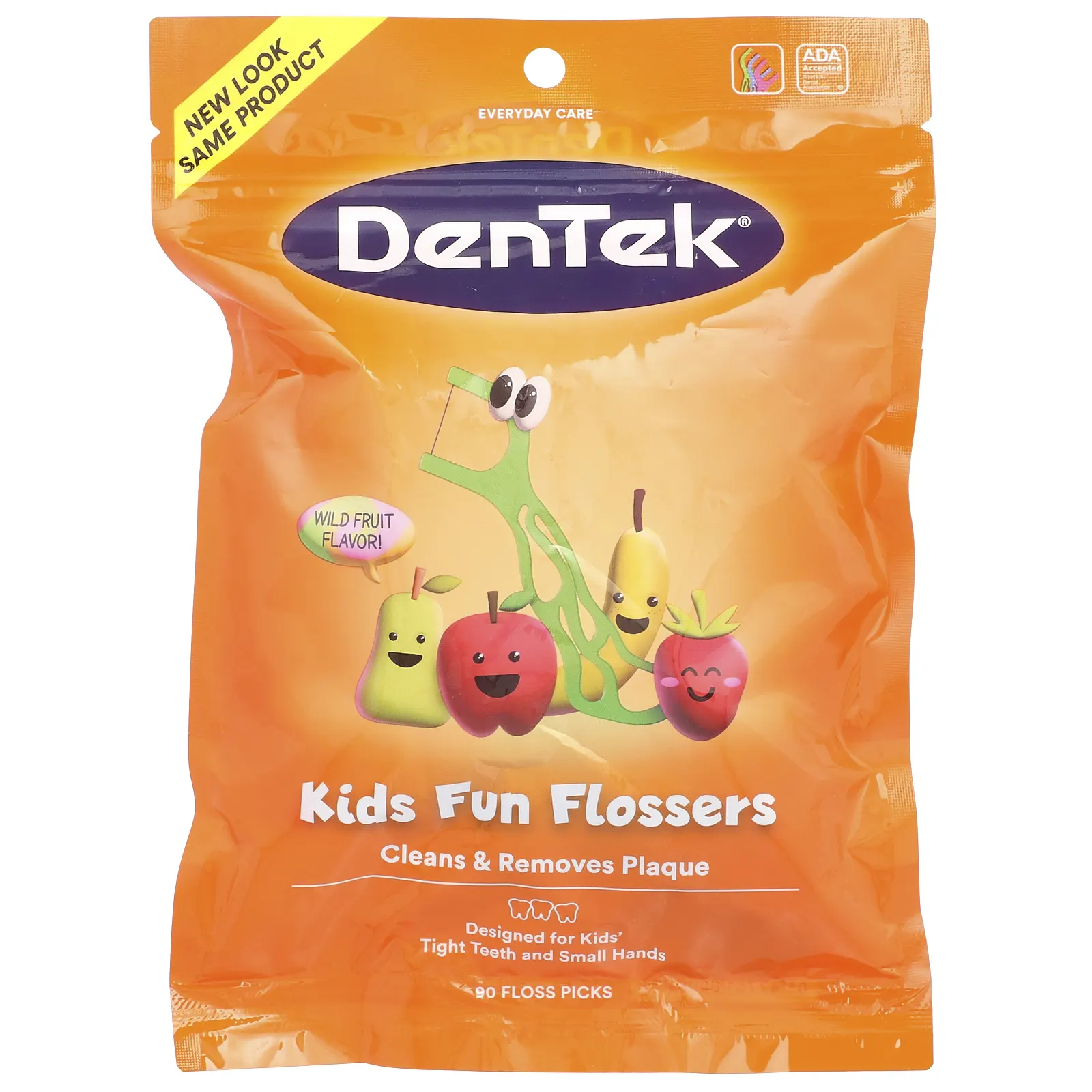 DenTek, Kids Fun Flossers, дикие фрукты, 90 зубочисток