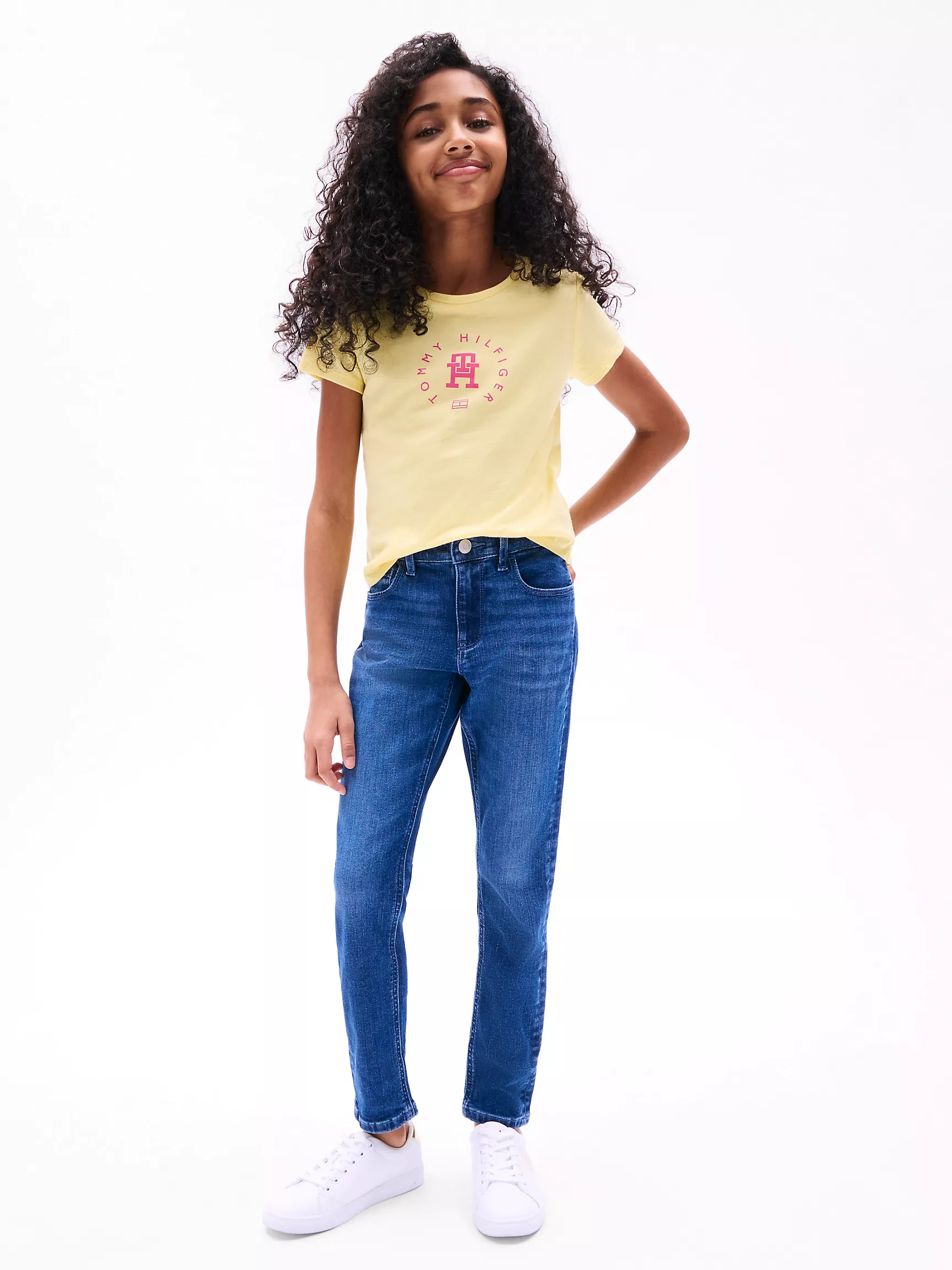 Футболка для девочек Tommy Hilfiger, Детская футболка с круглым логотипом