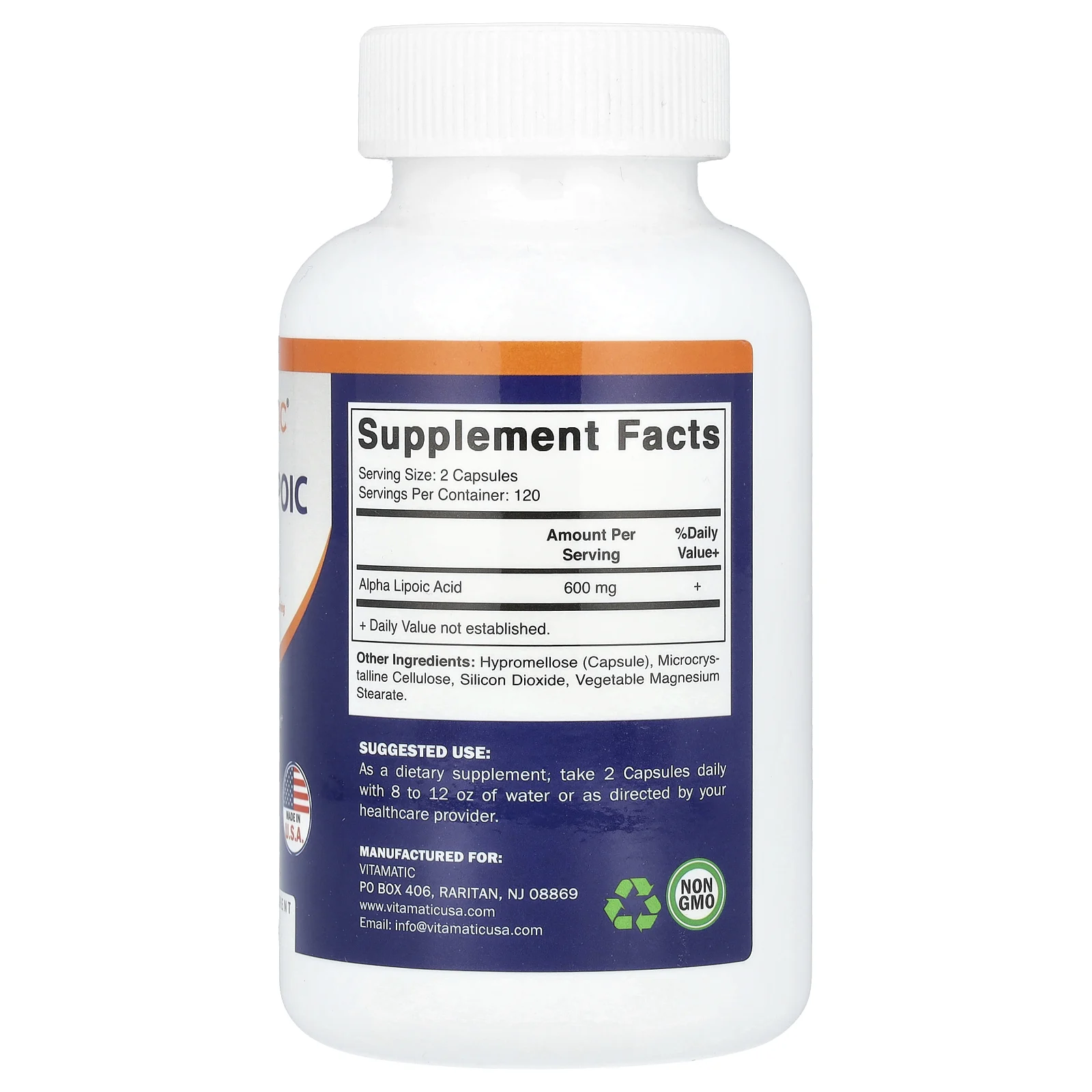 Vitamatic, Альфа-липоевая кислота, 600 мг, 240 растительных капсул (300 мг в 1 капсуле)