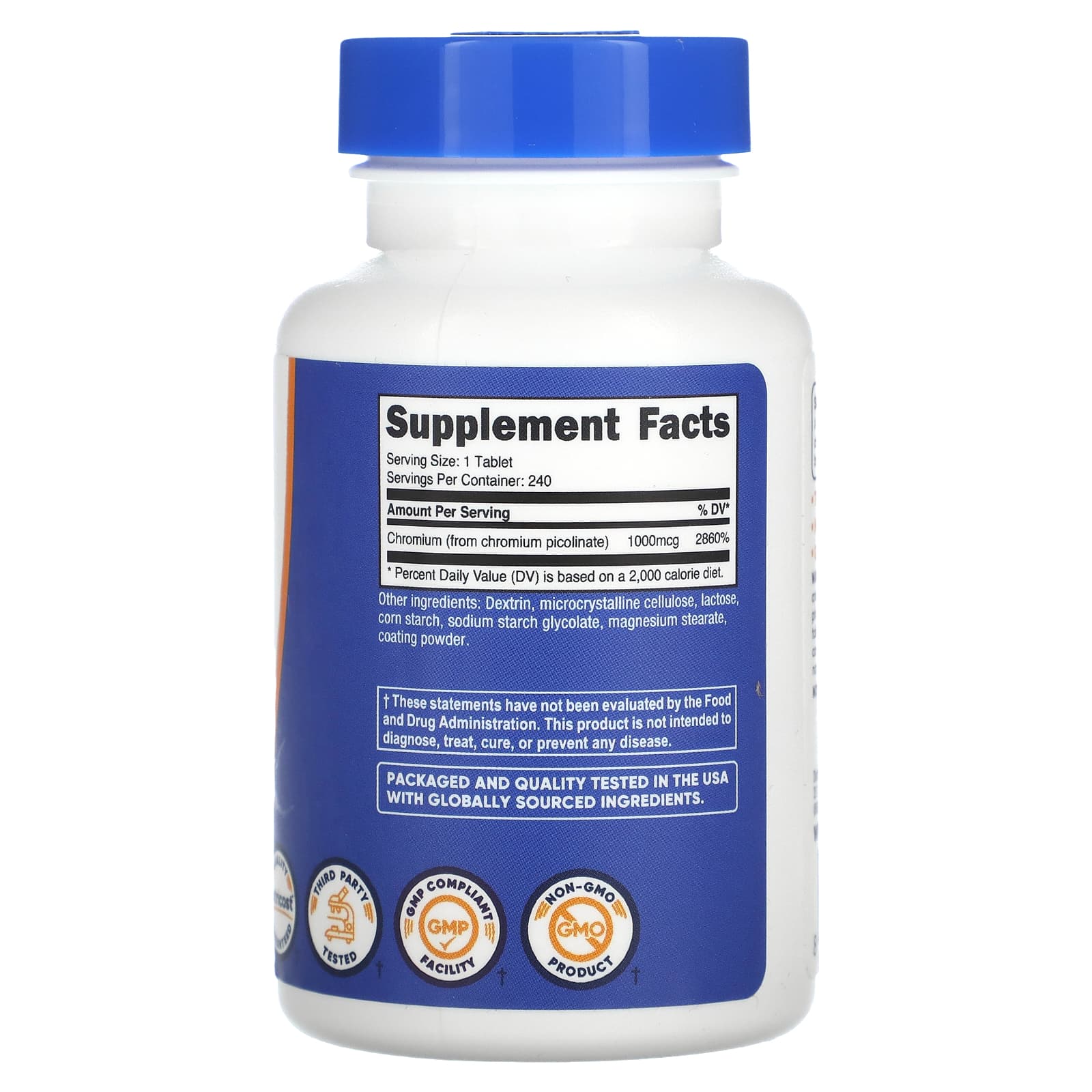 Nutricost, Пиколинат хрома, 1000 мкг, 240 таблеток