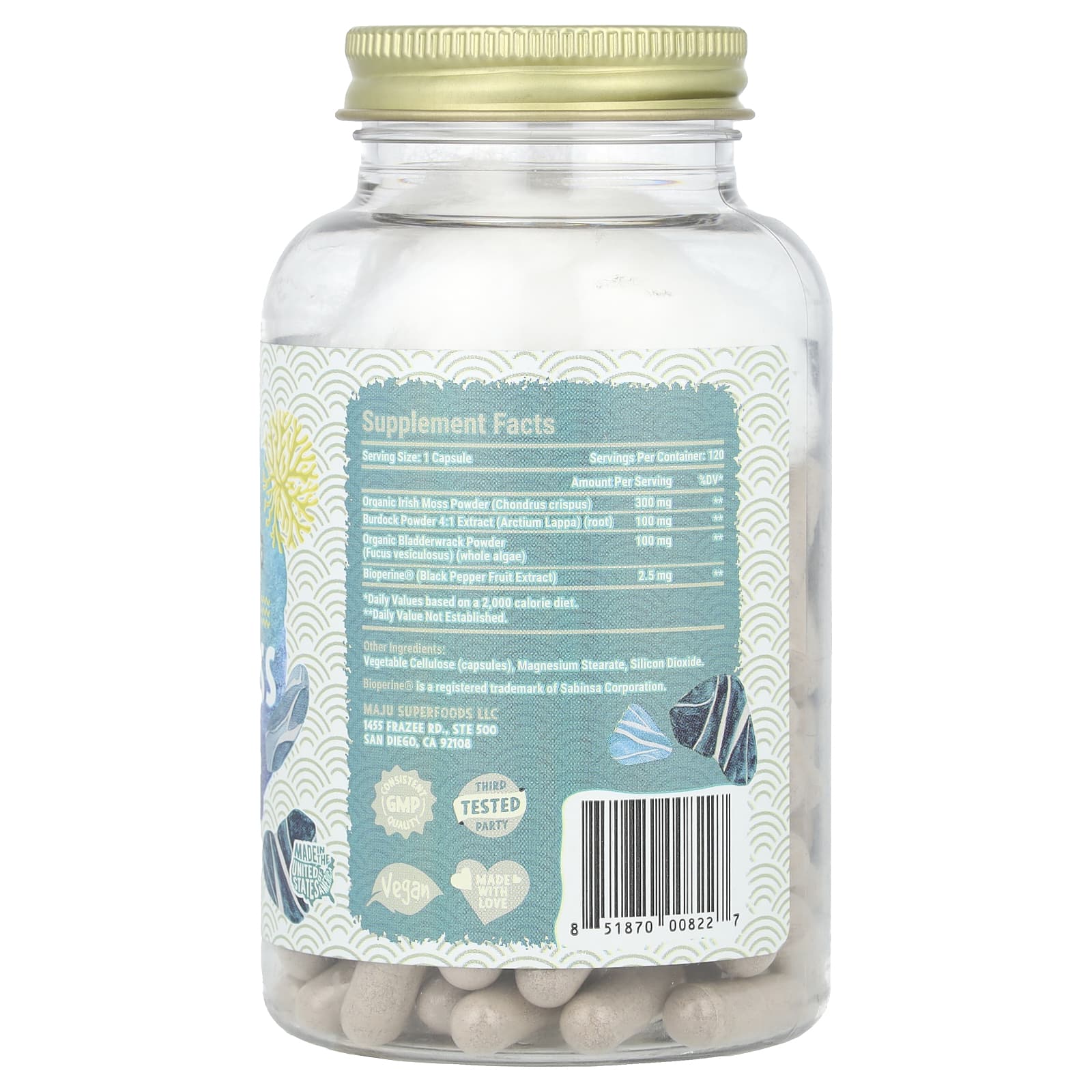 Maju Superfoods, Wild Sea Moss, Extra Strength, 120 капсул