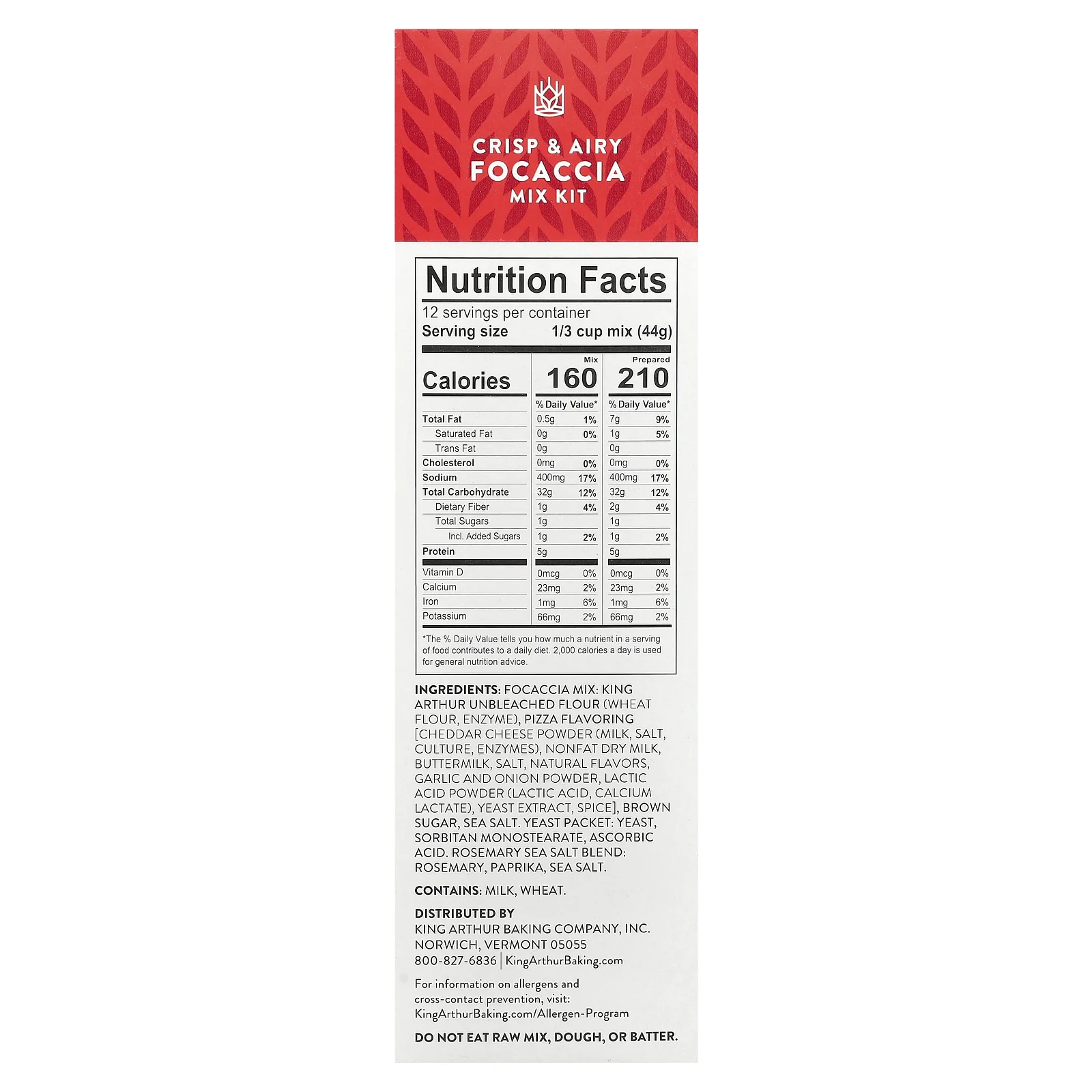 King Arthur Baking Company, Набор для приготовления фокаччи, 522 г (1 фунт)