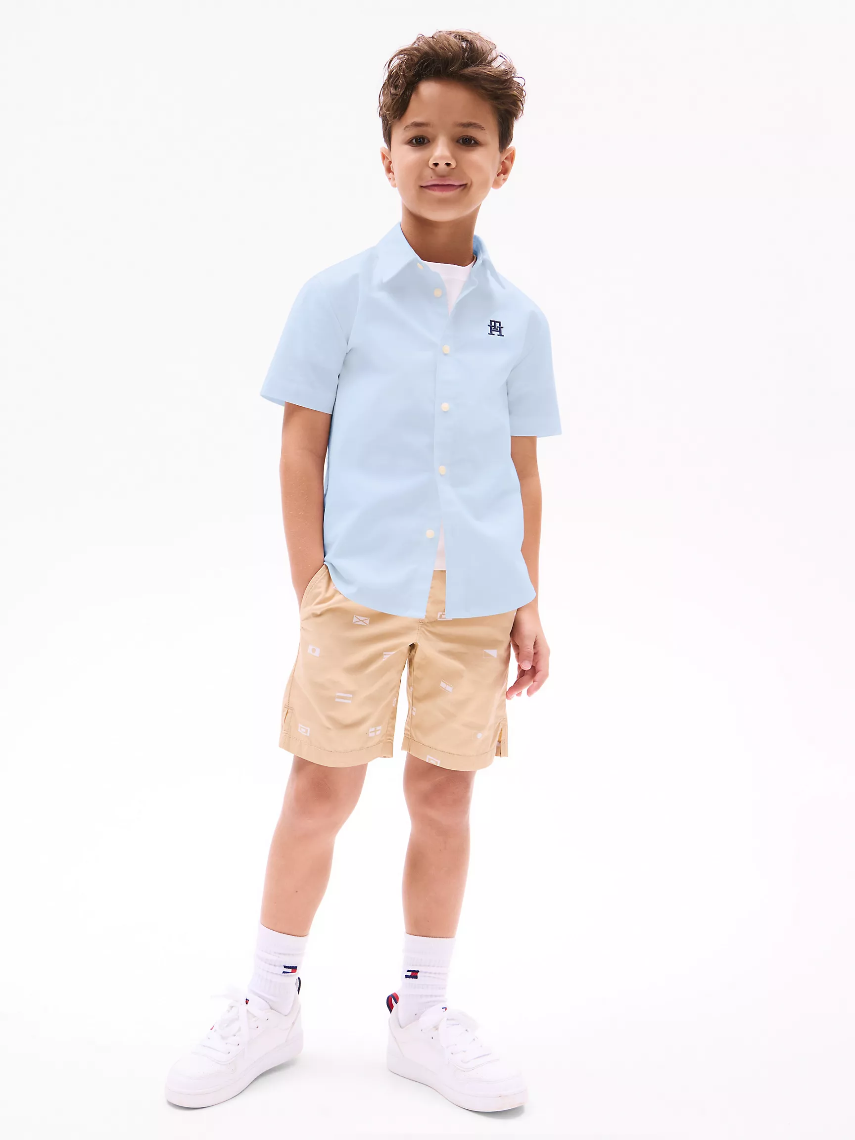 Рубашка для мальчика Tommy Hilfiger, Детская рубашка из эластичного оксфорда с мини-монограммами