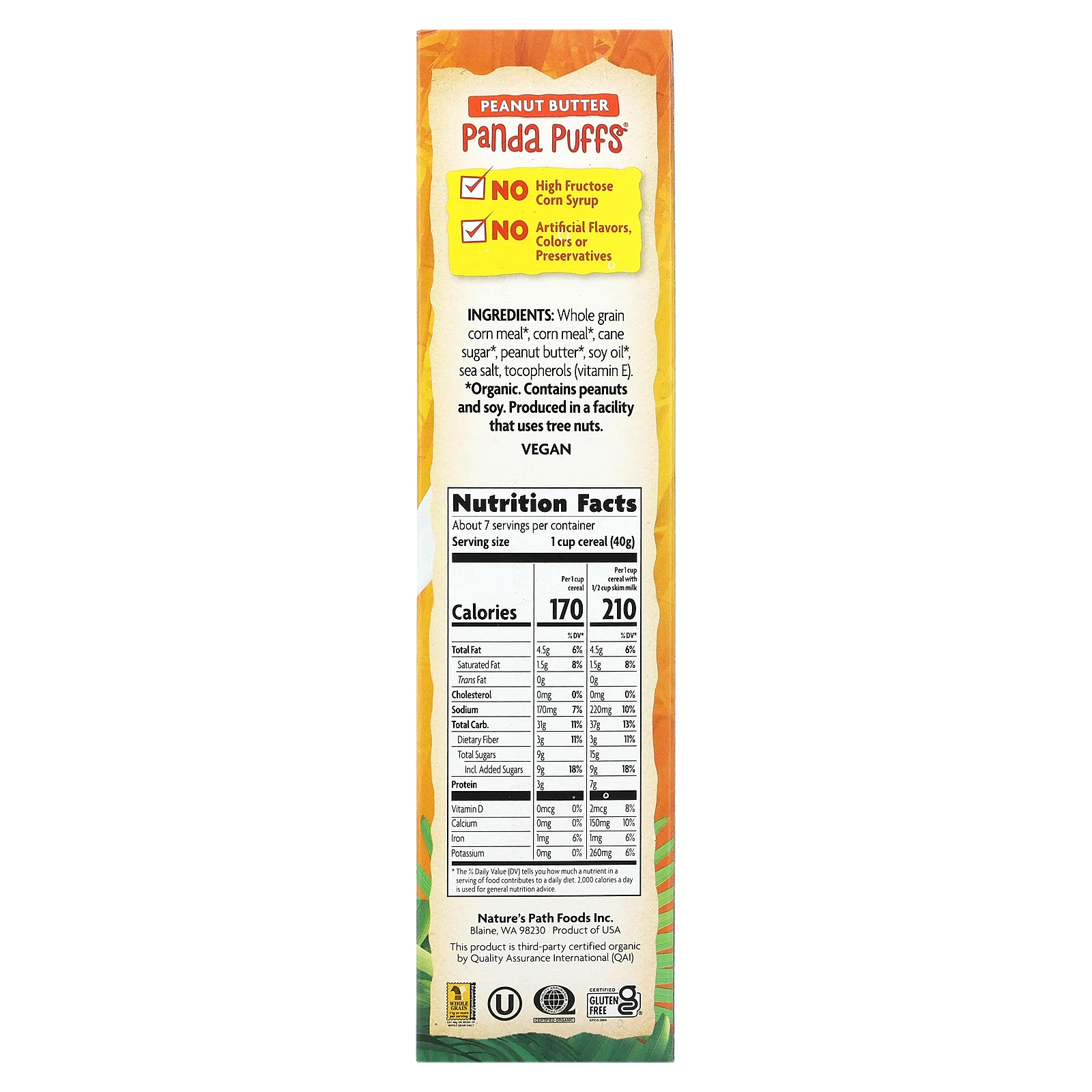 Nature's Path, EnviroKidz, подушечки в форме панды из органического арахисового масла, 300 г (10,6 унций)