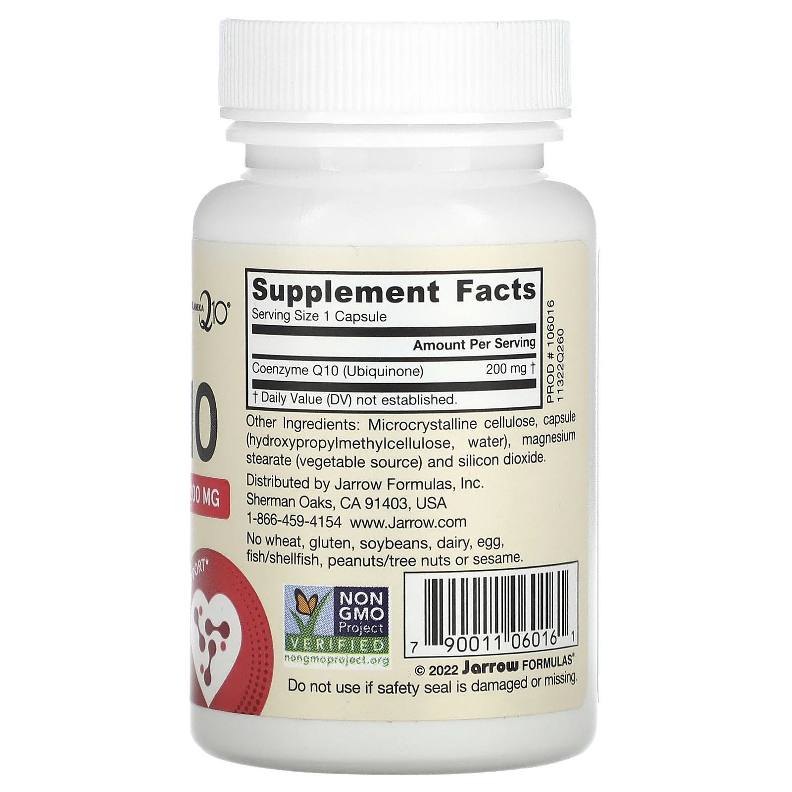 Jarrow Formulas, веганский коэнзим Q10, 200 мг, 60 растительных капсул