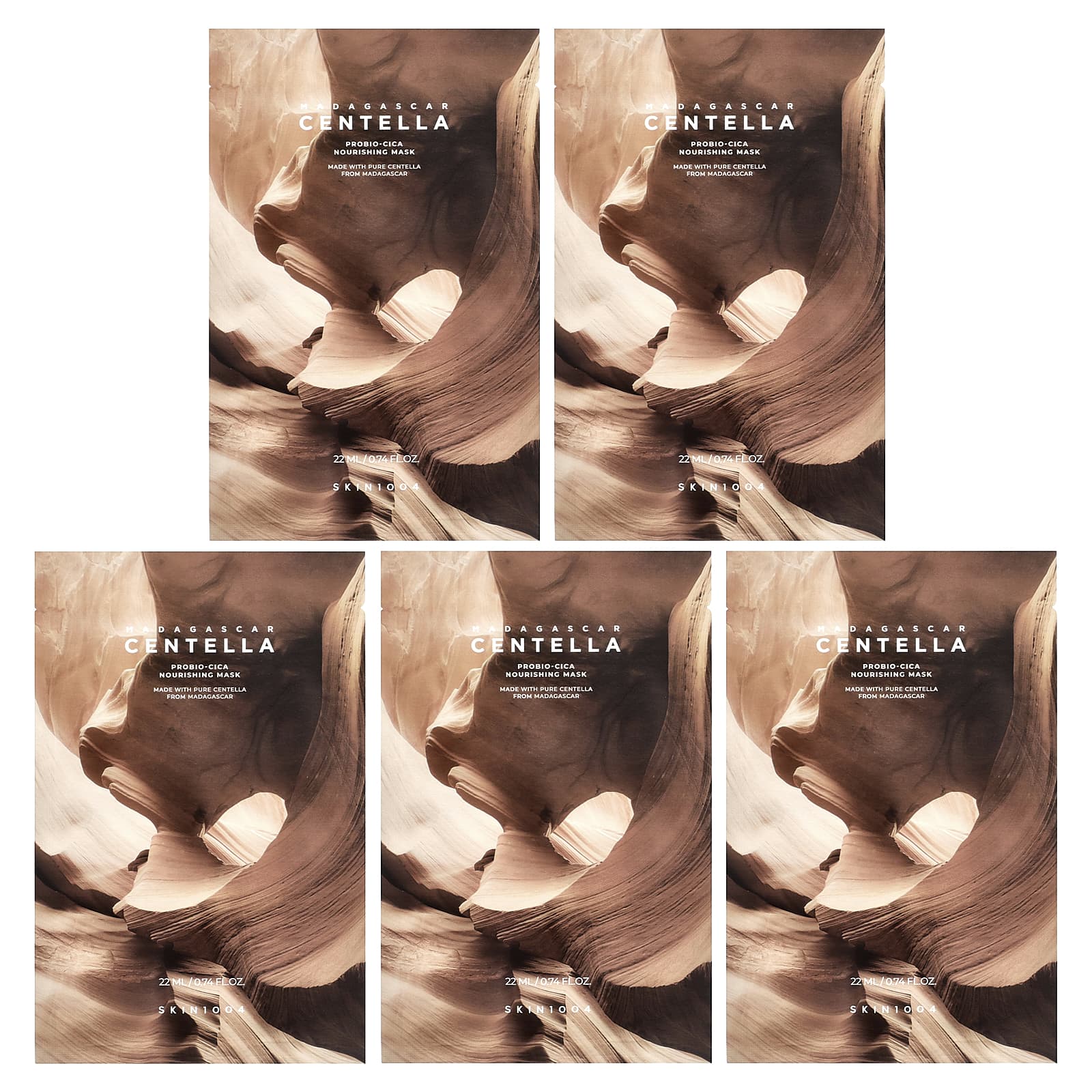 SKIN1004, мадагаскарская готу кола, питательная маска для лица с пробиотиком, 5 шт. по 22 мл (0,74 жидк. унции)