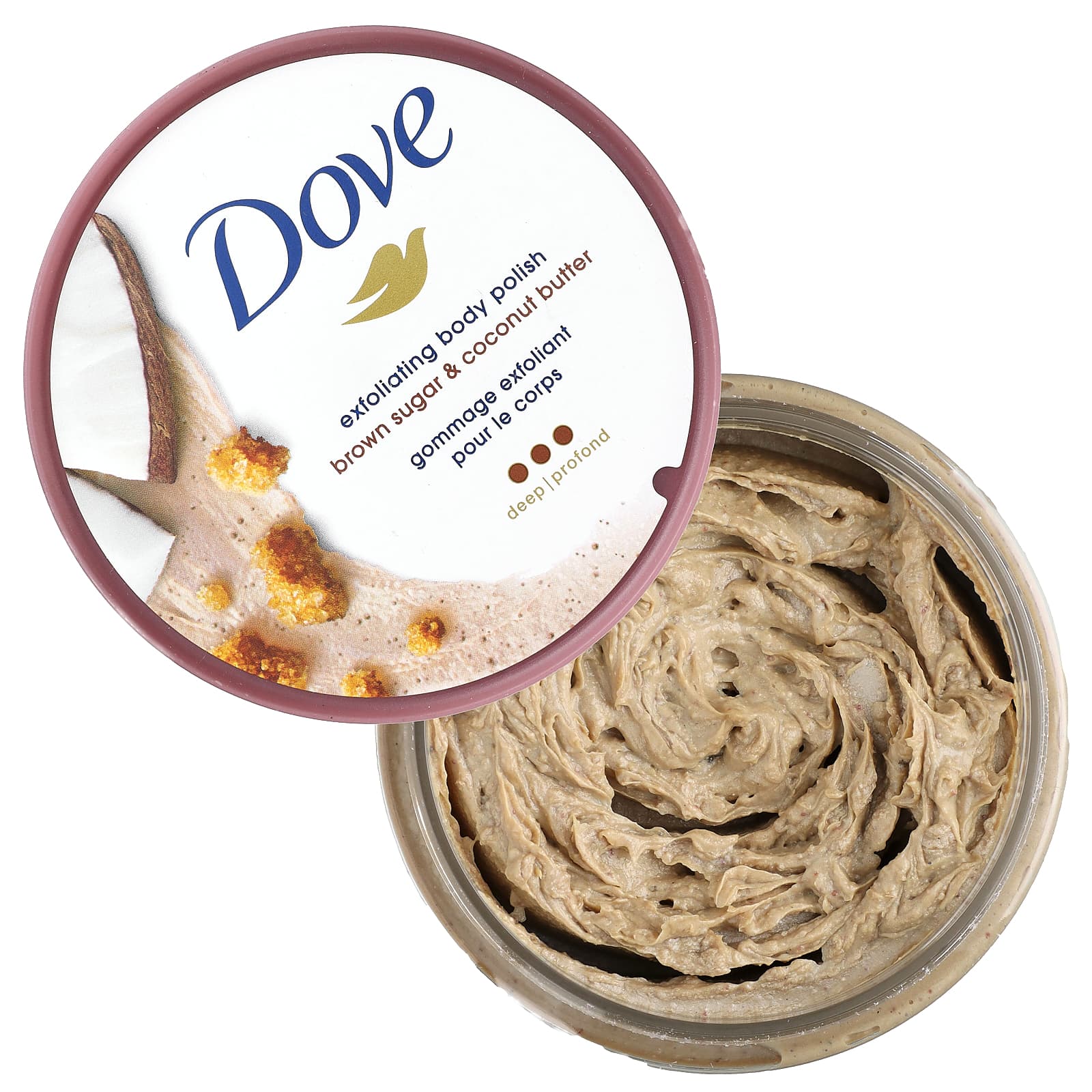 Dove, Отшелушивающий лак для тела, коричневый сахар и кокосовое масло, 298 г (10,5 унции)