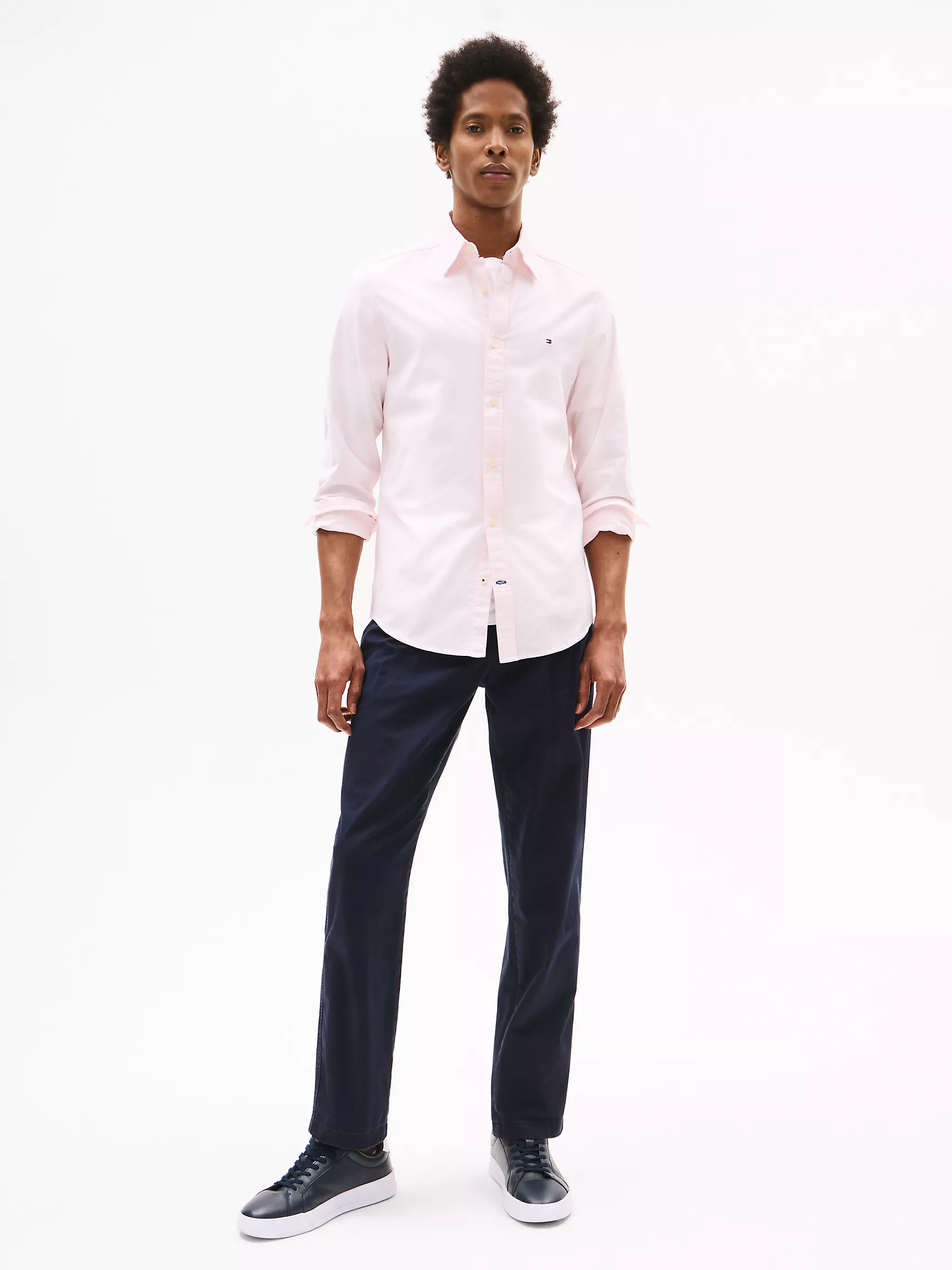 Мужская рубашка Tommy Hilfiger, Приталенная полосатая эластичная рубашка из оксфорда