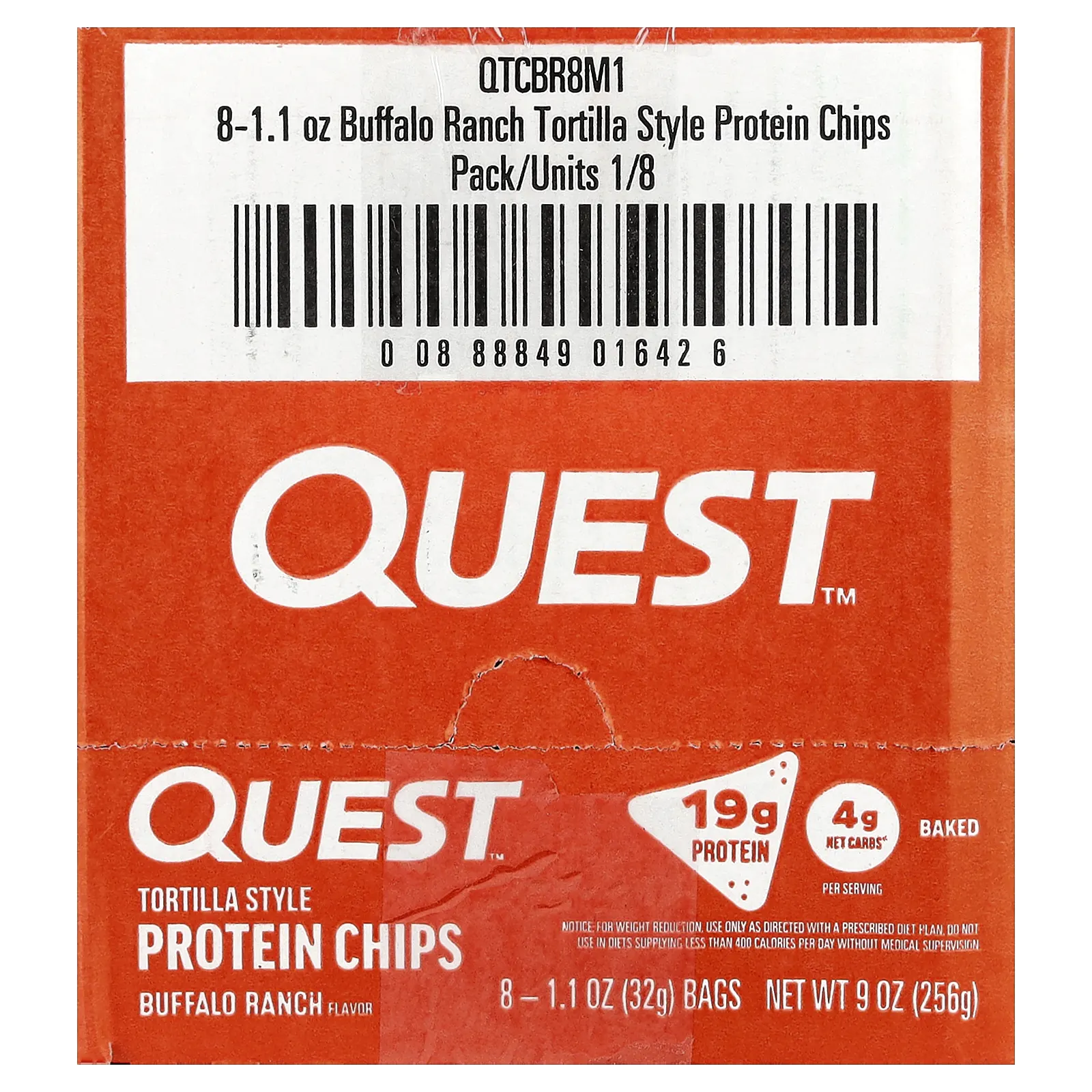 Quest Nutrition, протеиновые чипсы из тортильи, Buffalo Ranch, 8 пакетиков по 32 г (1,1 унции)
