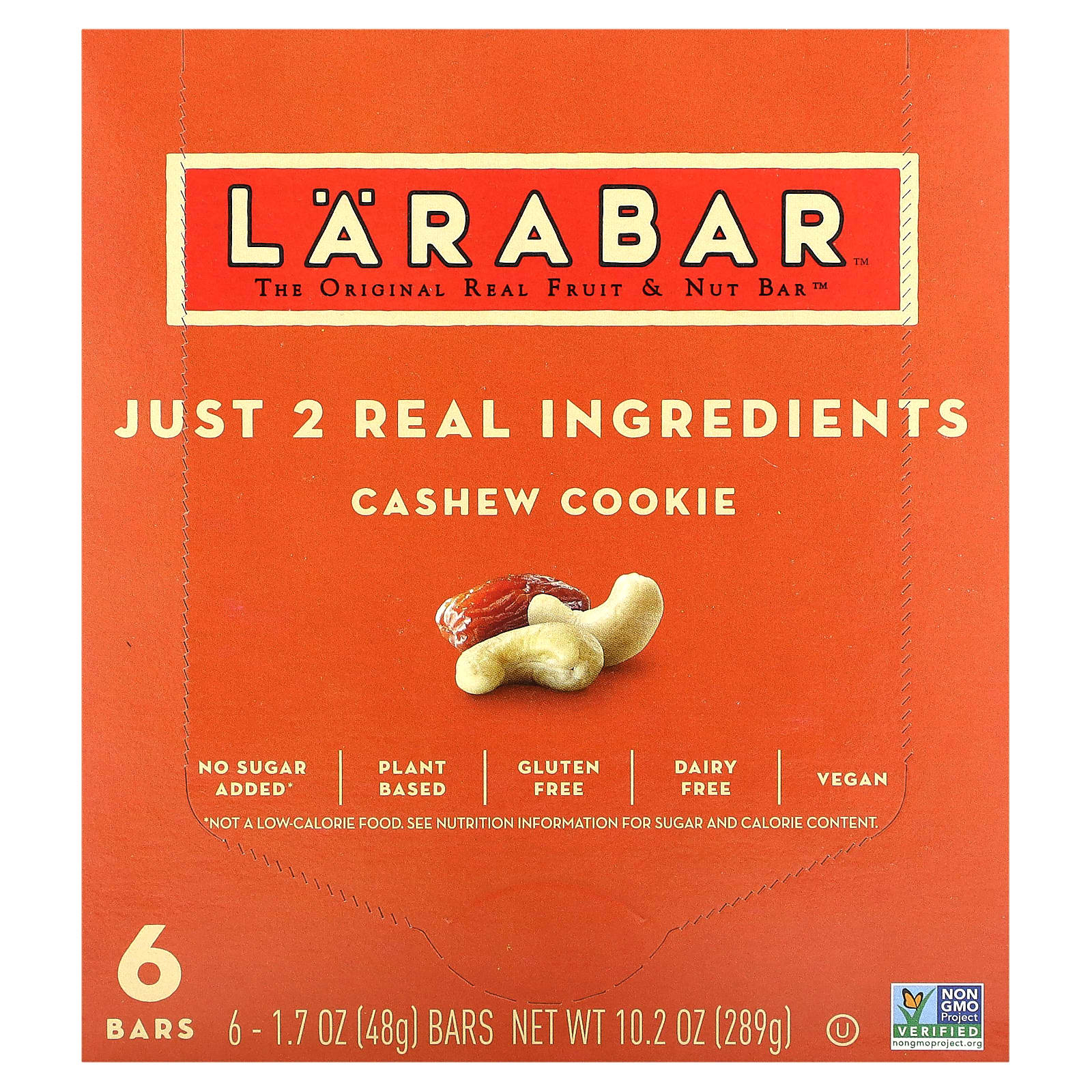 Larabar, The Original Real Fruit & Nut Bar, печенье с кешью, 6 батончиков, 48 г (1,7 унции)