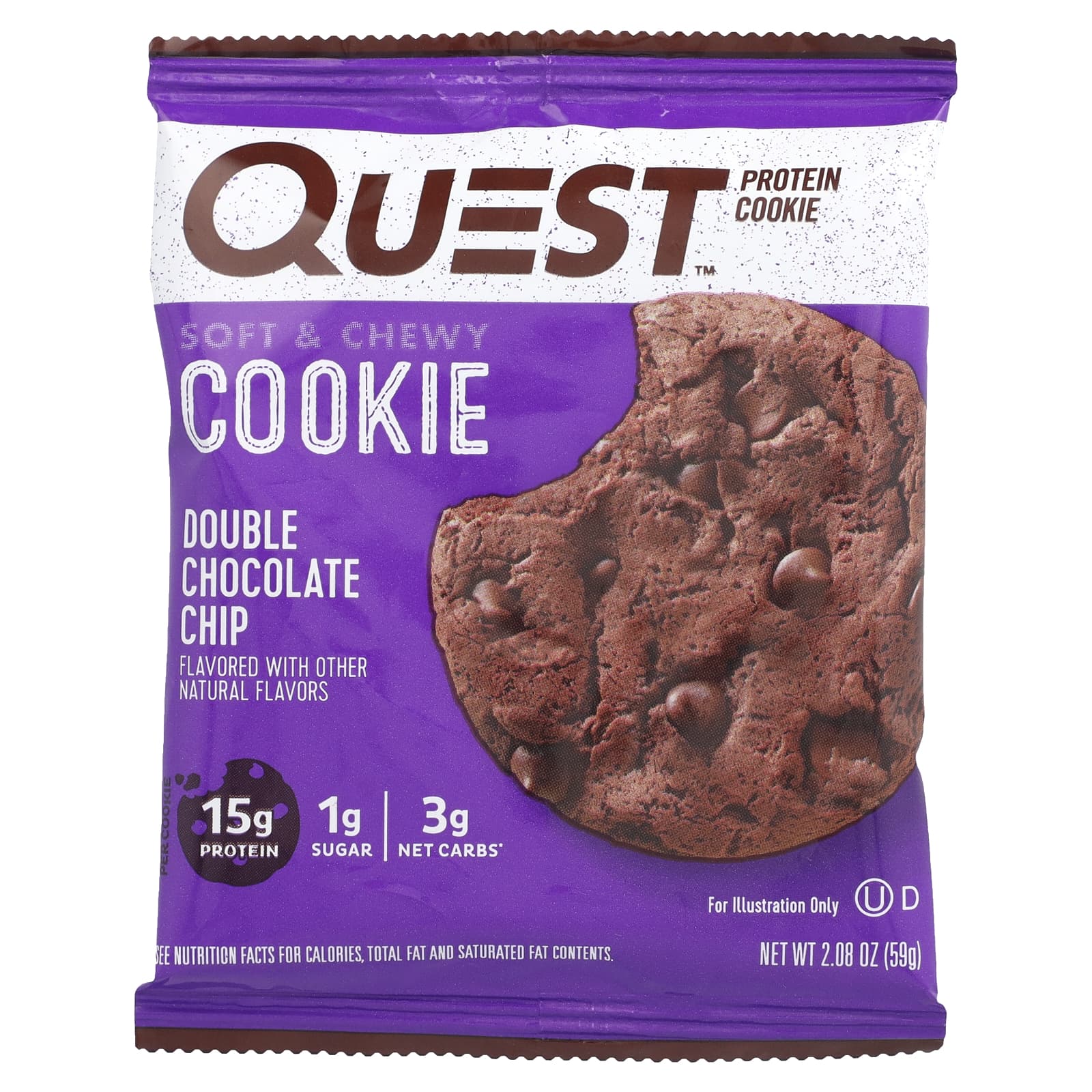 Quest Nutrition, Protein Cookie, двойная шоколадная крошка, 12 пакетиков, 59 г (2,08 унции)