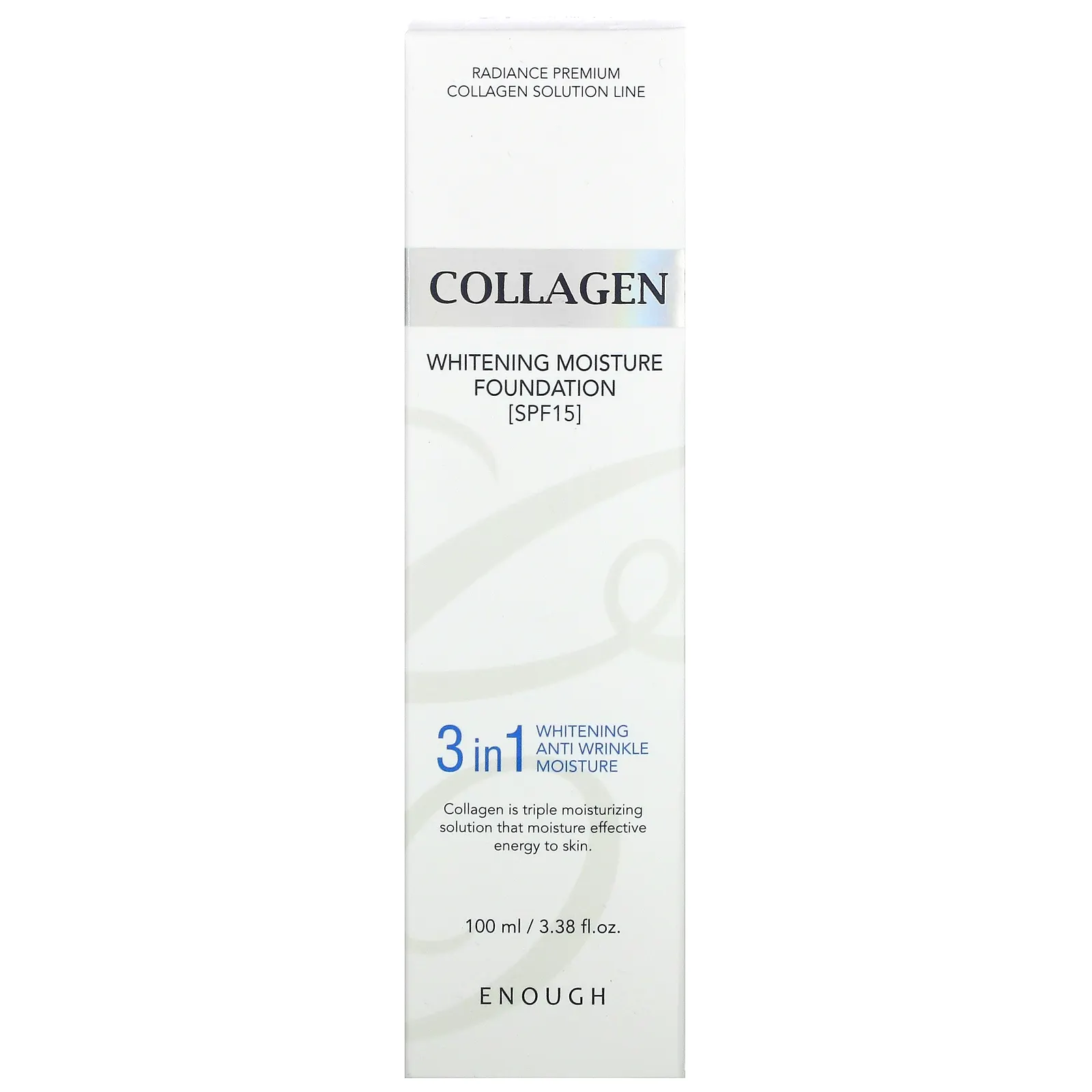 Enough, Collagen, отбеливающая увлажняющая основа, SPF 15, № 21, 100 мл (3,38 жидк. Унции)