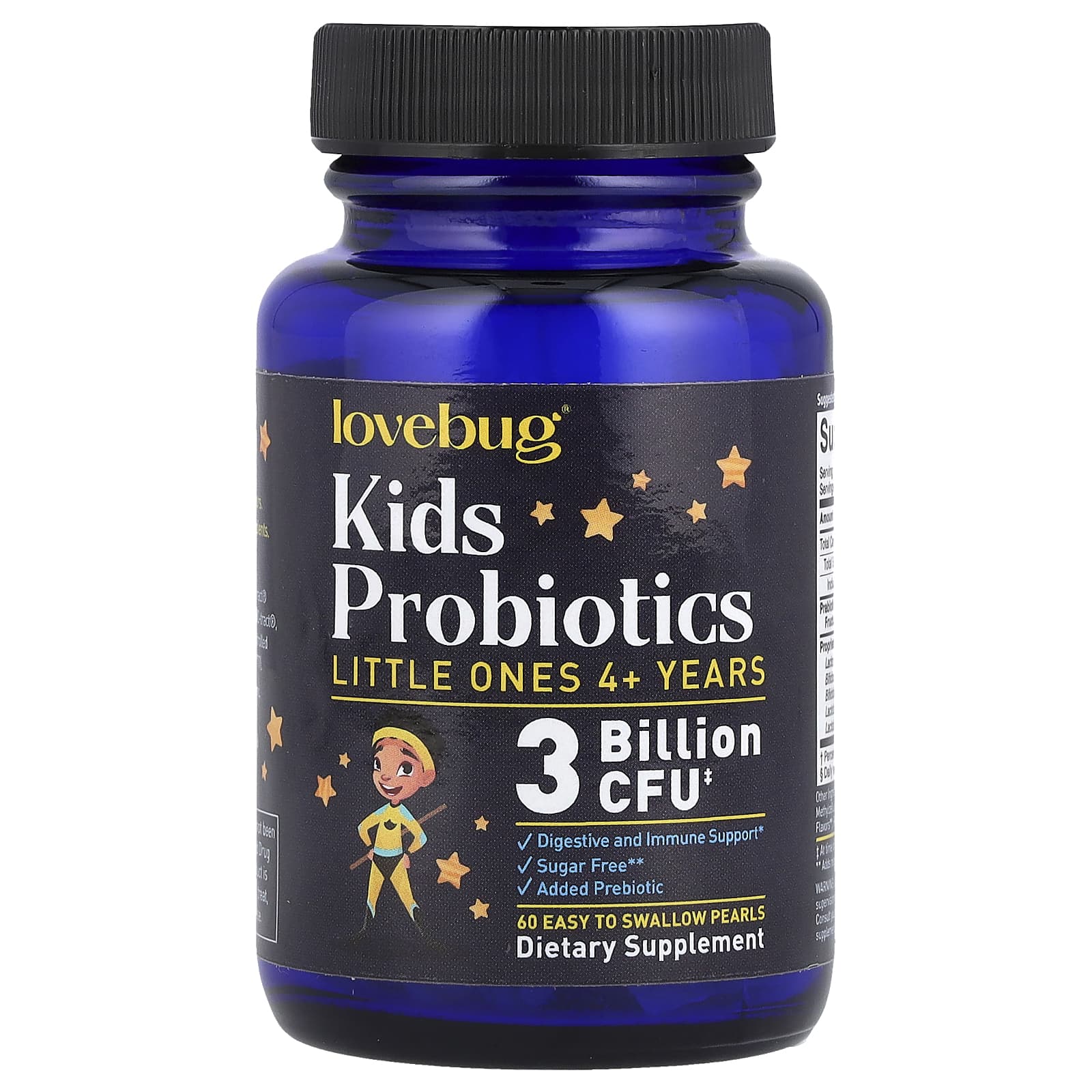 LoveBug Probiotics, пробиотики для детей, 3 млрд КОЕ, 60 жемчужин, которые легко глотать