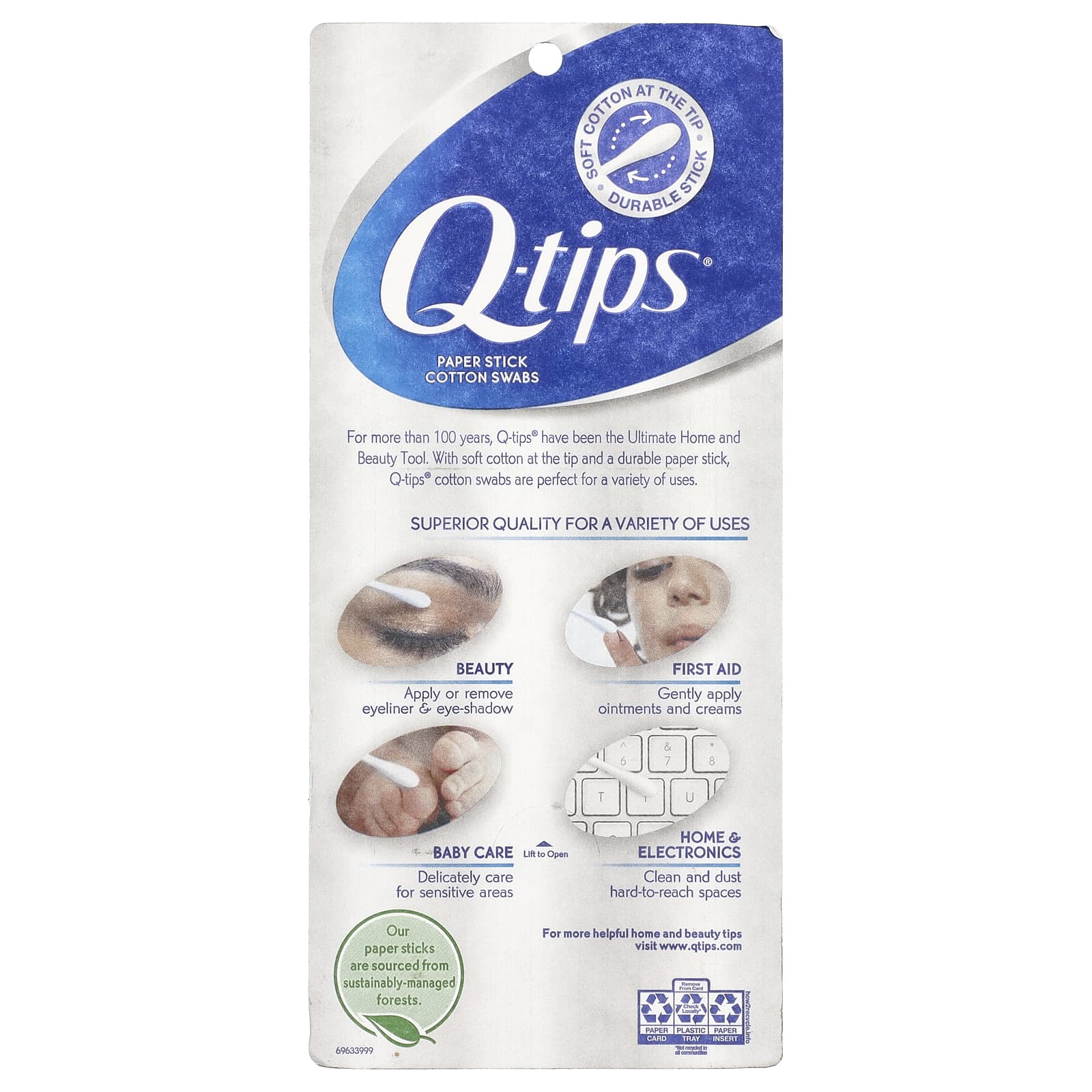 Q-tips, Ватные палочки, 625 тампонов