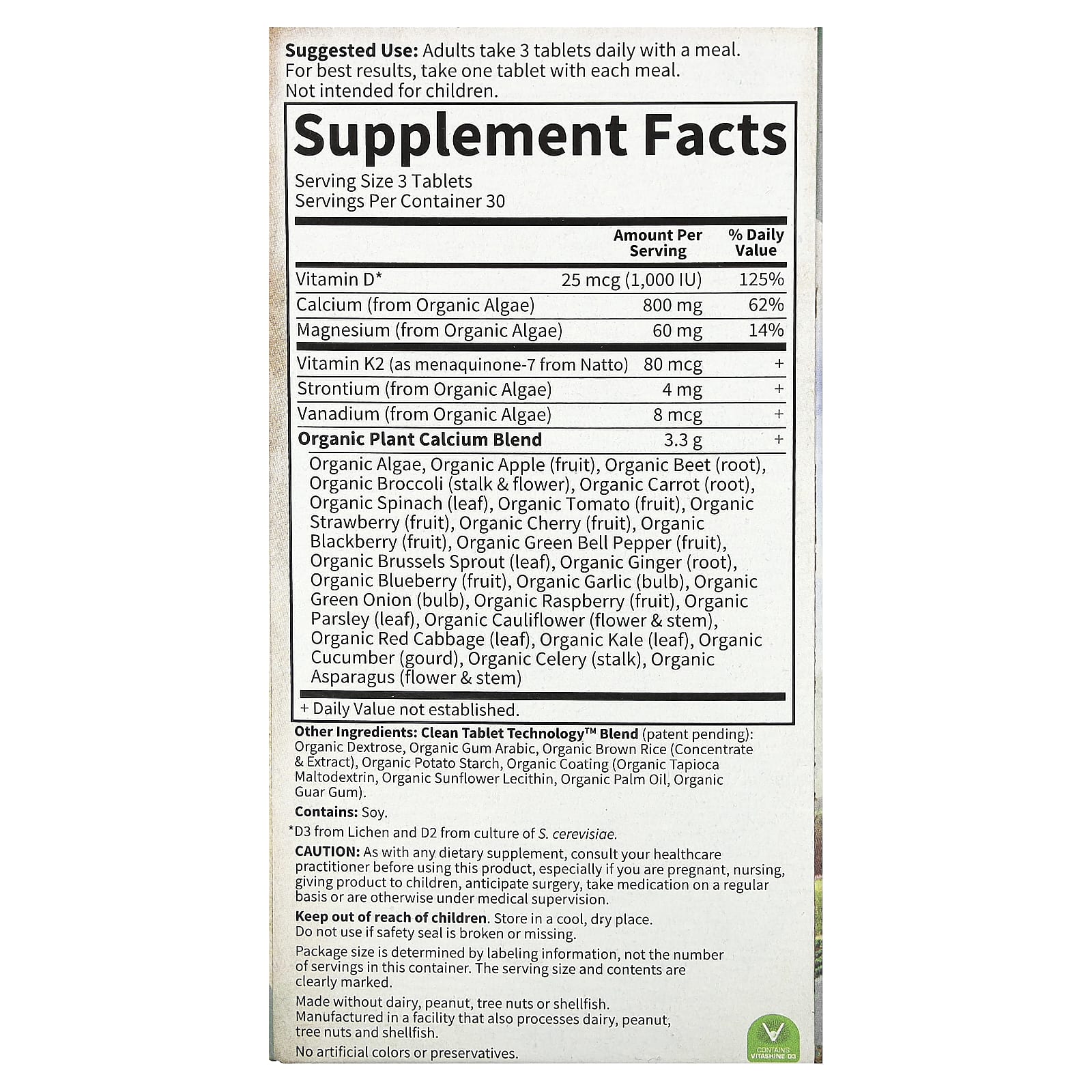 Garden of Life, My Kind Organics, органический растительный кальций, 90 веганских таблеток