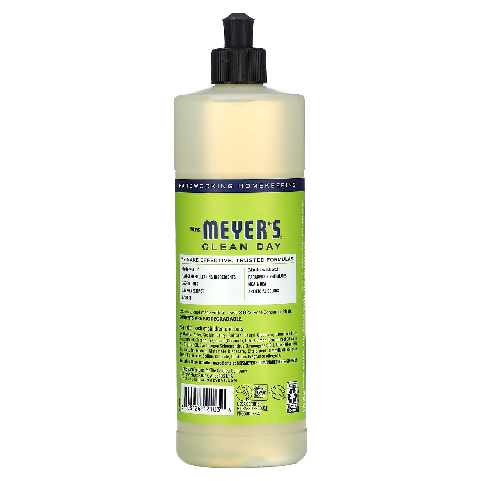 Mrs. Meyers Clean Day, средство для мытья посуды, лимонная вербена, 473 мл (16 жидк. унций)