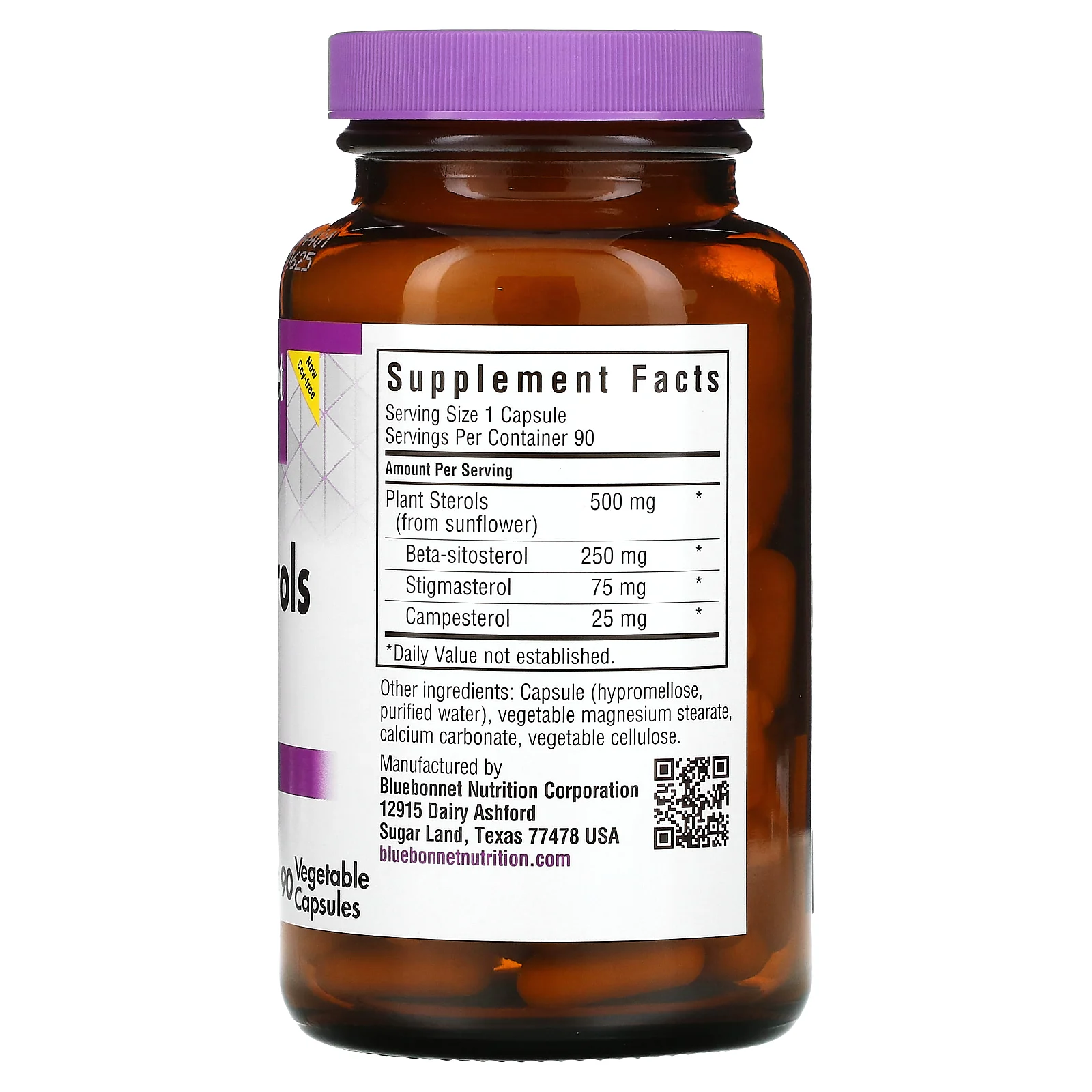Bluebonnet Nutrition, Растительные стеролы, 500 мг, 90 растительных капсул