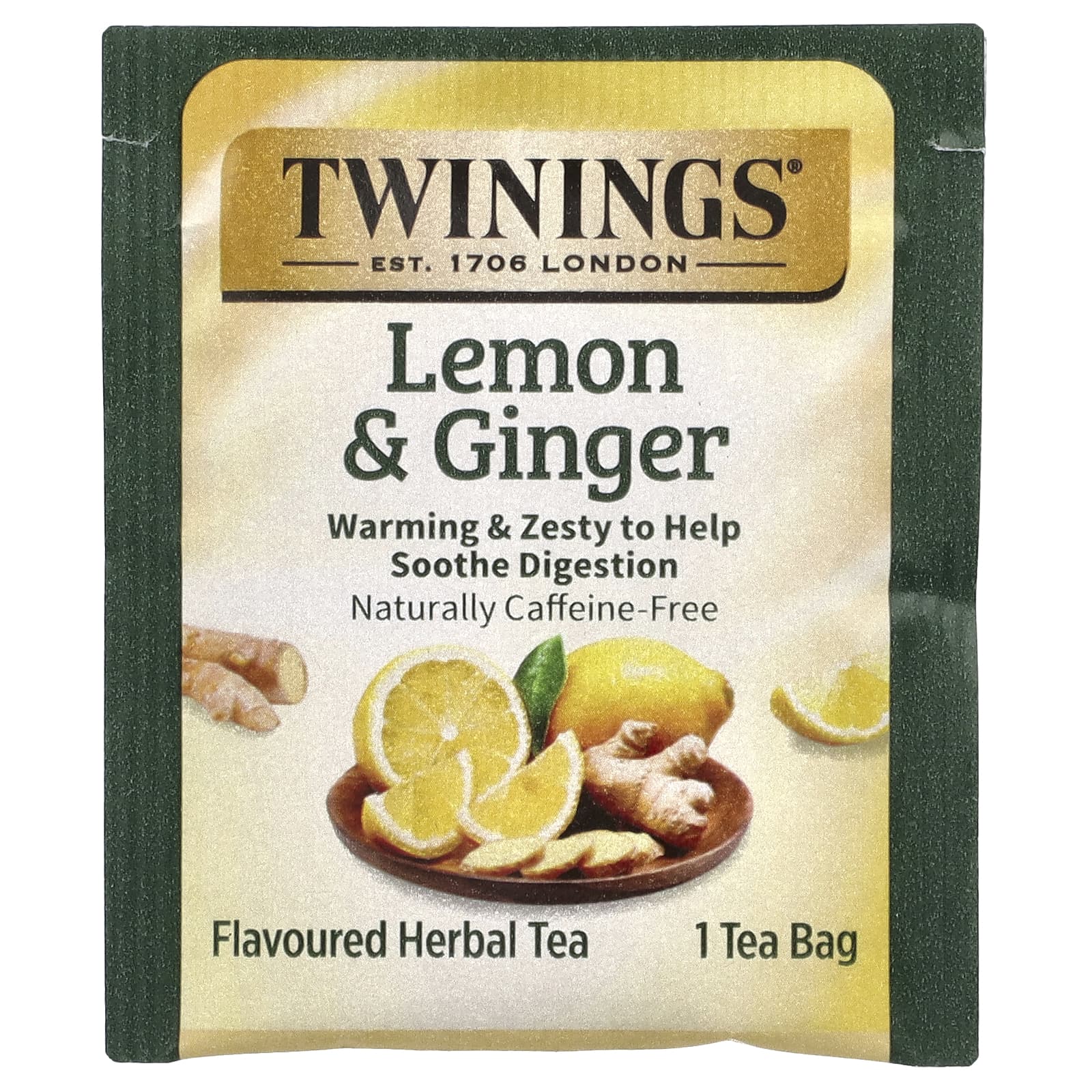 Twinings, травяной чай, без кофеина, лимон и имбирь, 25 пакетиков, 1,32 унции (37,5 г)