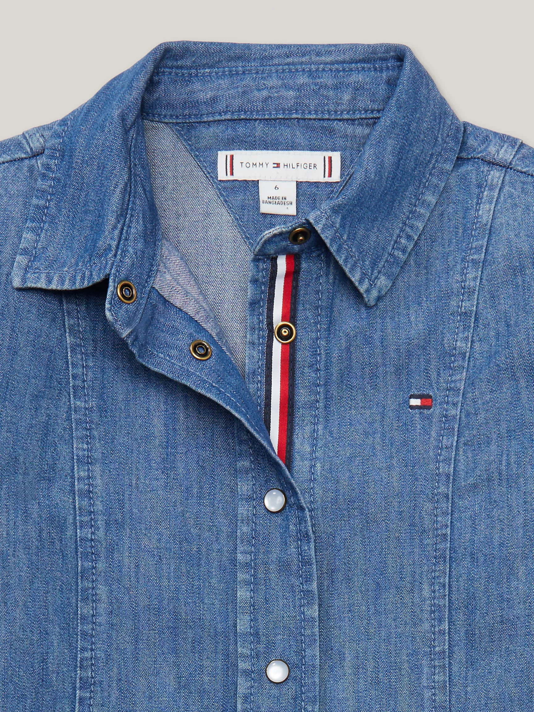 Платье для девочек Tommy Hilfiger, Детское джинсовое платье с объемными рукавами