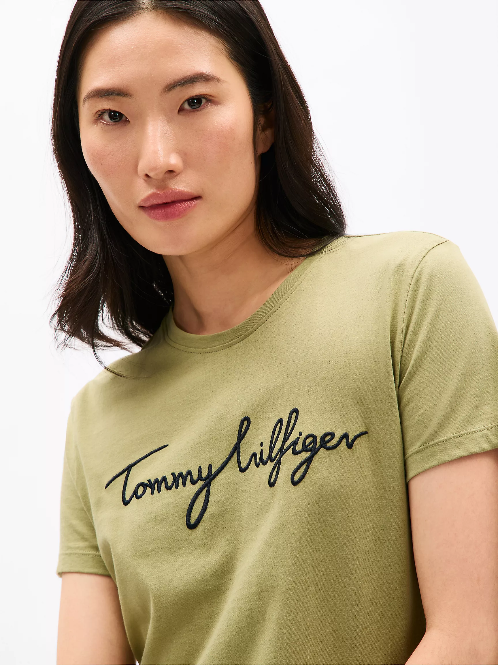 Женская футболка Tommy Hilfiger, Фирменная футболка с круглым вырезом и вышивкой