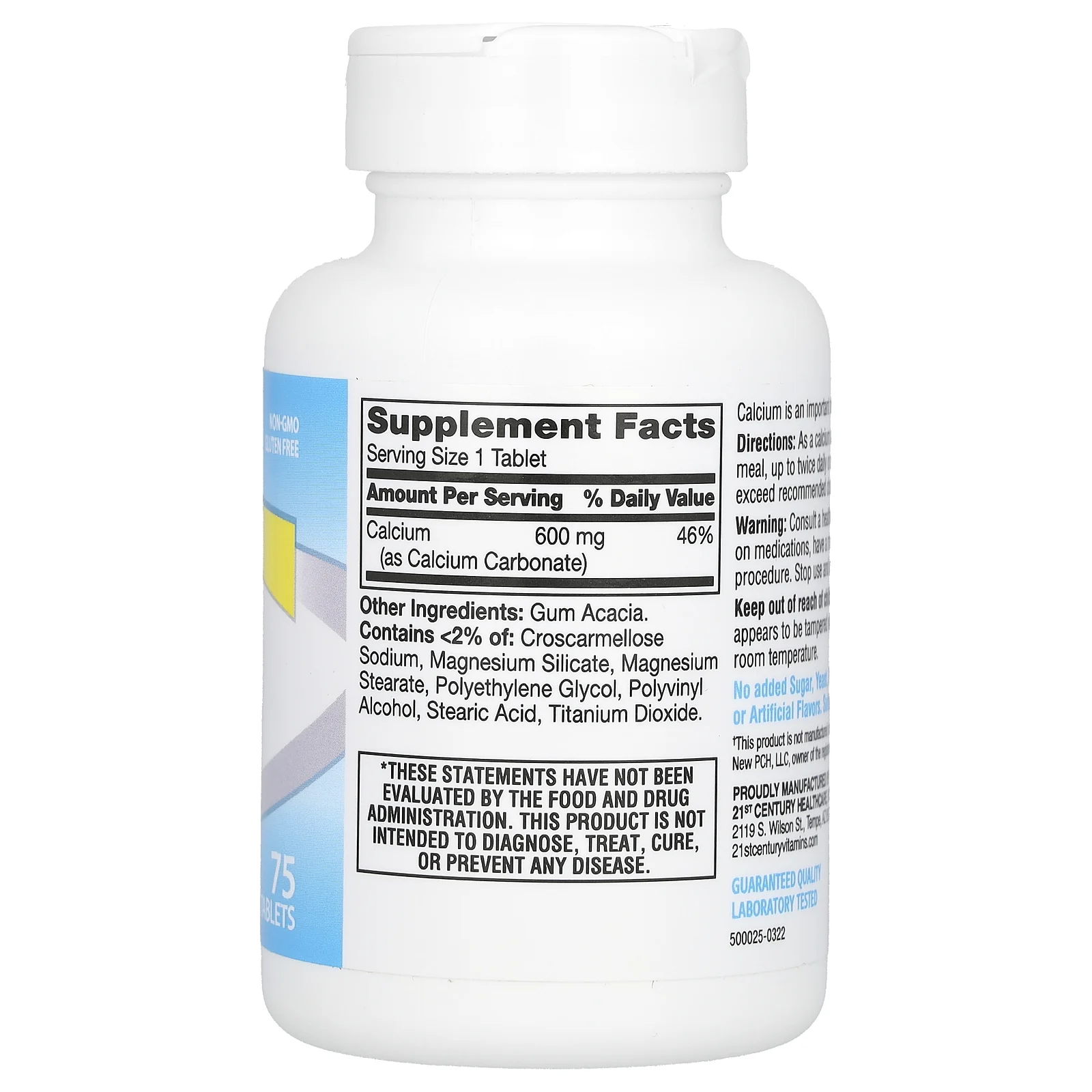 21st Century, добавка с кальцием 600, 75 таблеток